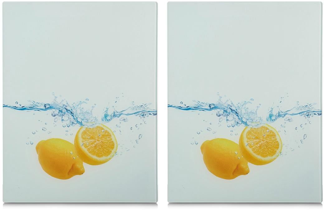 Schneide- und Abdeckplatte »Lemon Splash«, (Set, 2 tlg.), aus ESG-Sicherheitsglas...