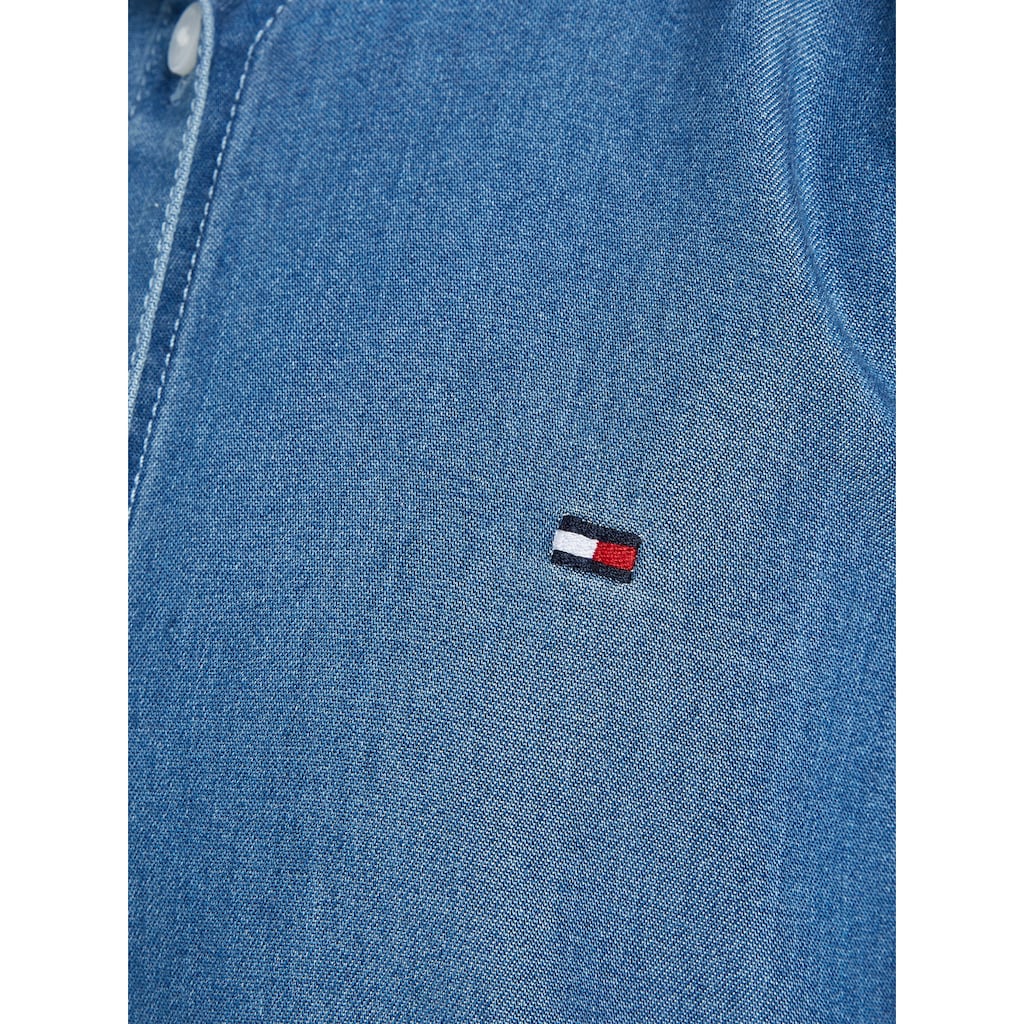 Tommy Hilfiger Jeansbluse »TENCEL RUFFLE COLLAR SHIRT«, Kinder Kids Junior MiniMe,mit Logo-Flag auf der Brust