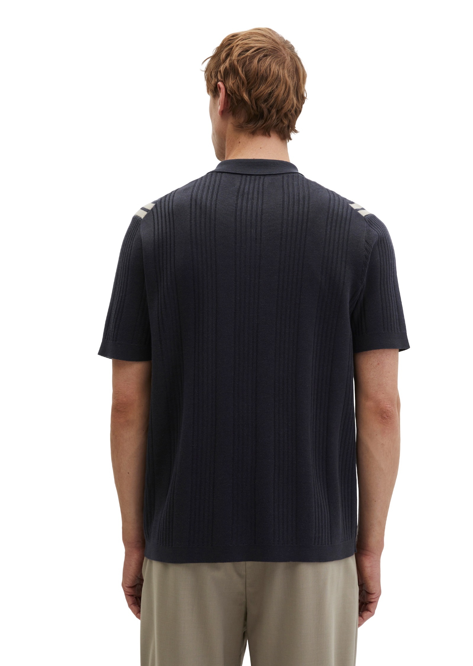 Marc O'Polo Kurzarmhemd »DFB Travel Collection« Kurzarm-Feinstrickshirt aus reiner Bio-Baumwolle