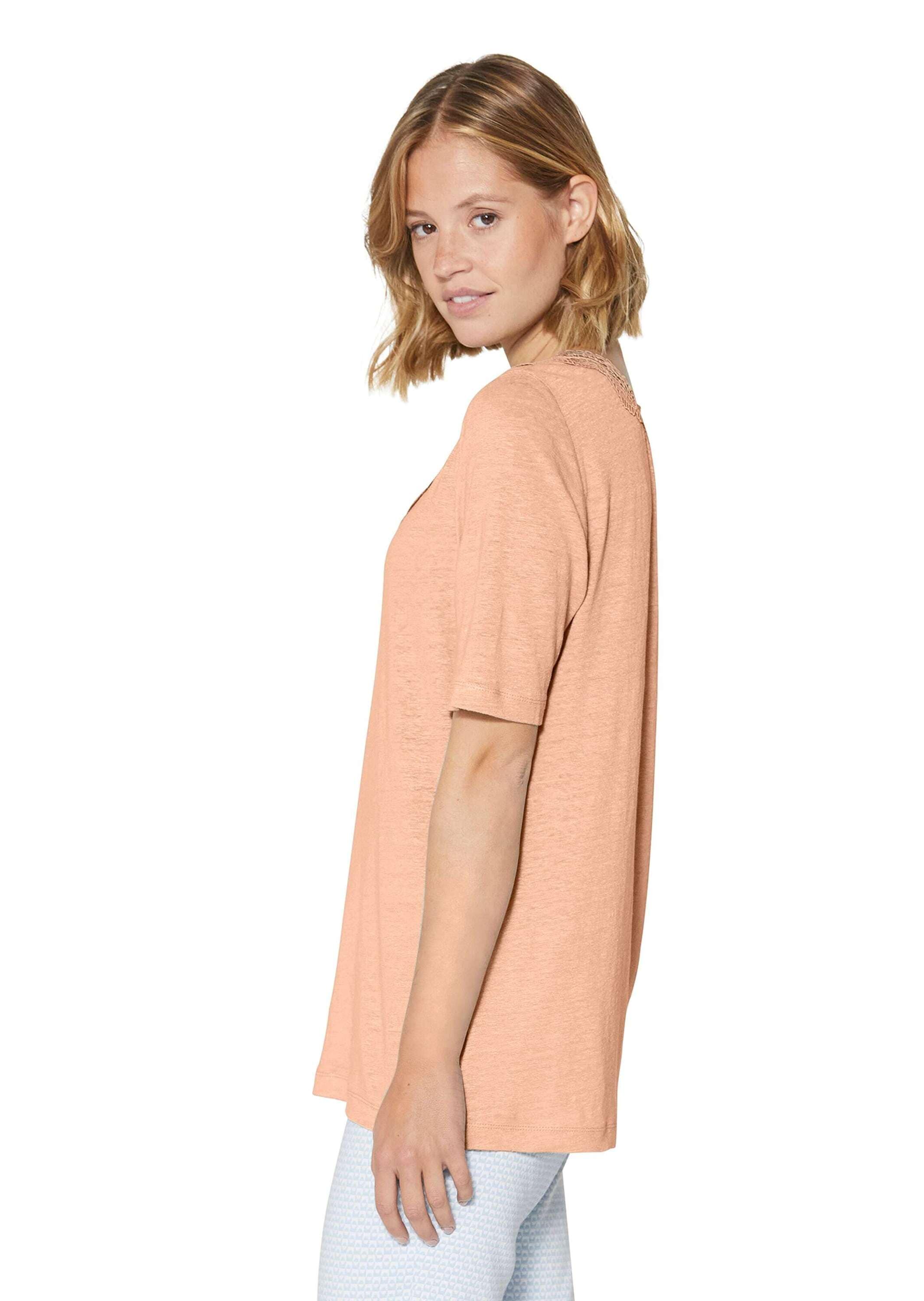 MADELEINE Kurzarmshirt »Shirt Kurzarm Leinen-Shirt mit Spitzenbesatz«