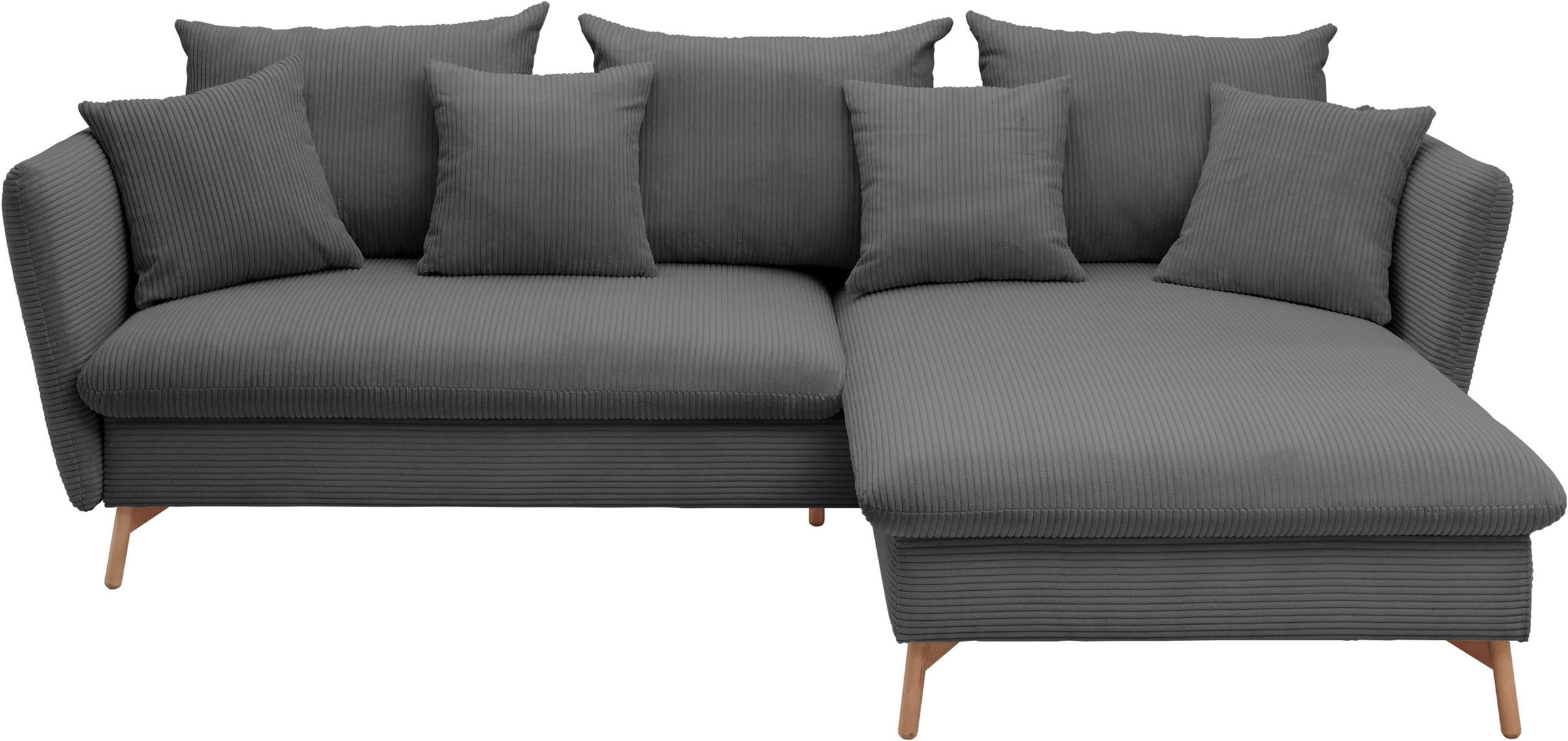 andas Ecksofa »MERLE, 258 cm, L-Form, traumhafter Cord,«, mit Bettfunktion und Bettkasten, Liegefläche 224 x 139