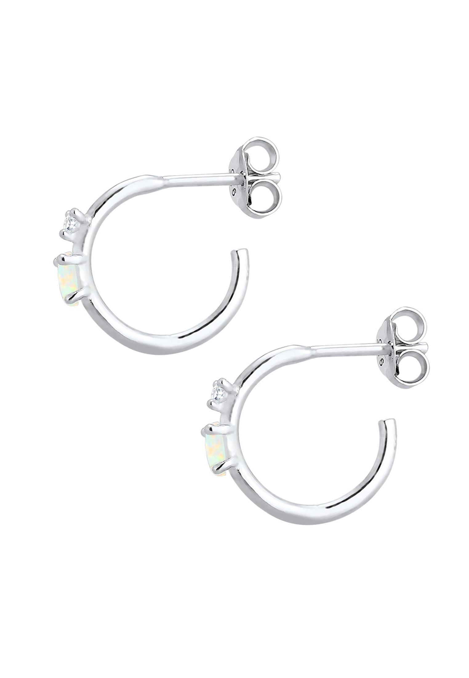 Elli Paar Creolen »Ohrringe Stecker Opal Marquise und Zirkonia 925 Silber«