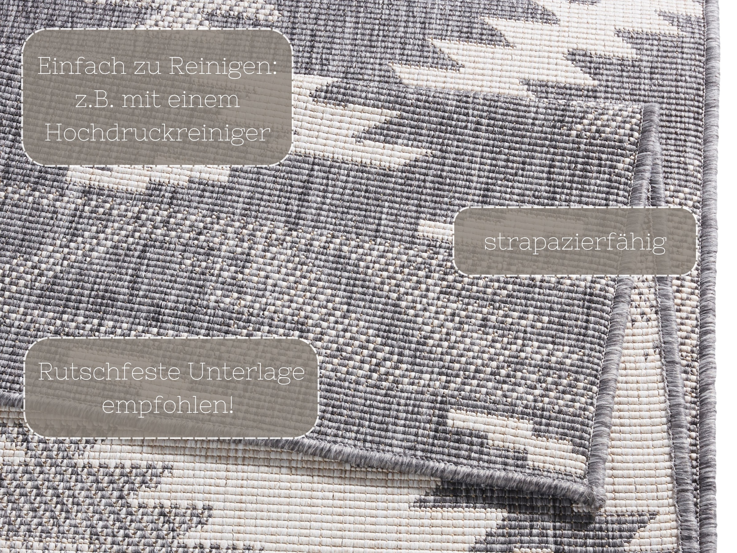 NORTHRUGS Teppich »Malibu Wendeteppich«, rechteckig, 5 mm Höhe, In-& Outdoor, Wetterfest, Balkon, Läufer, Wohnzimmer, Wasserfest