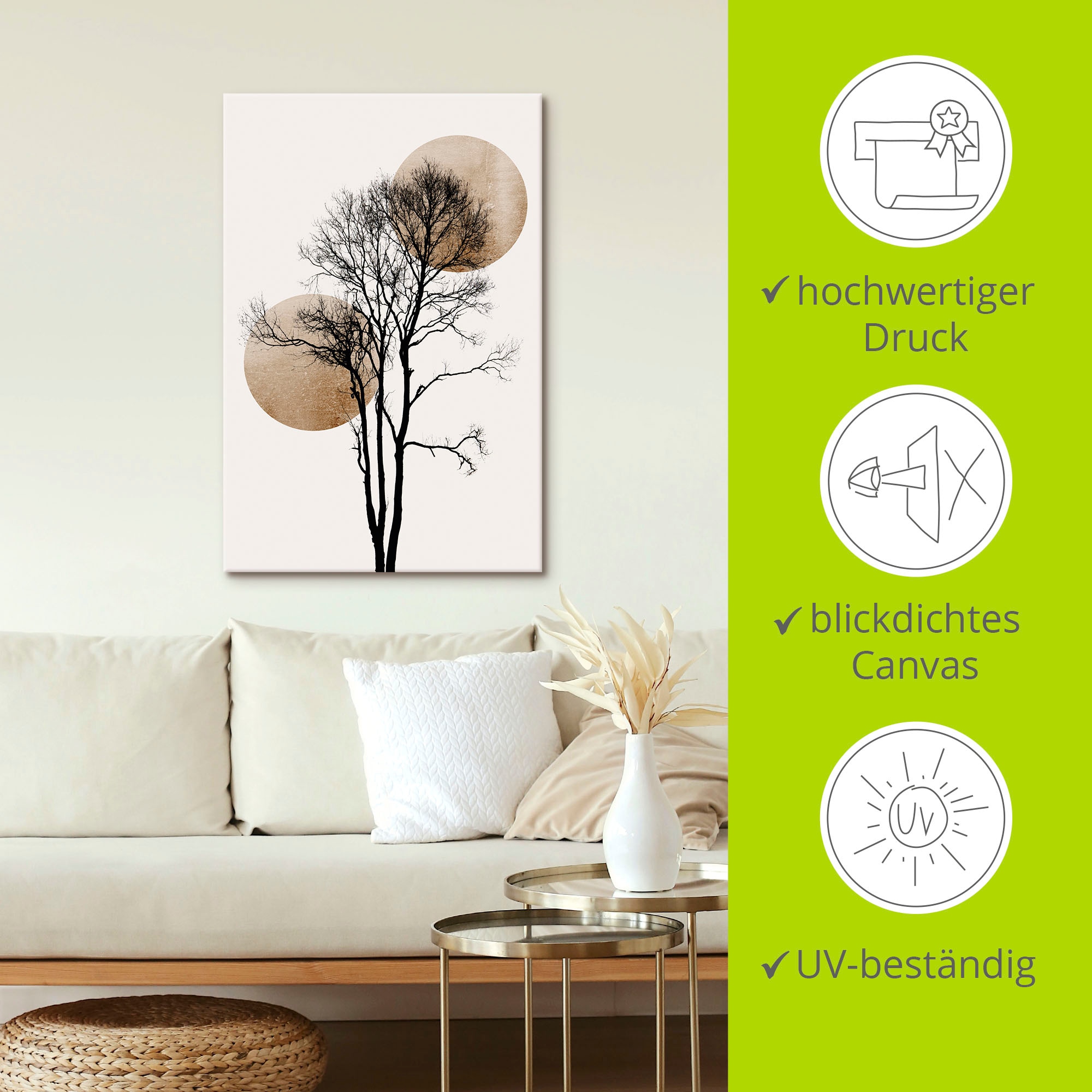 Artland Wandbild »Sonne und Mond versteckt«, Baumbilder, (1 St.), als Alubild, Outdoorbild, Leinwandbild, Poster, Wandaufkleber