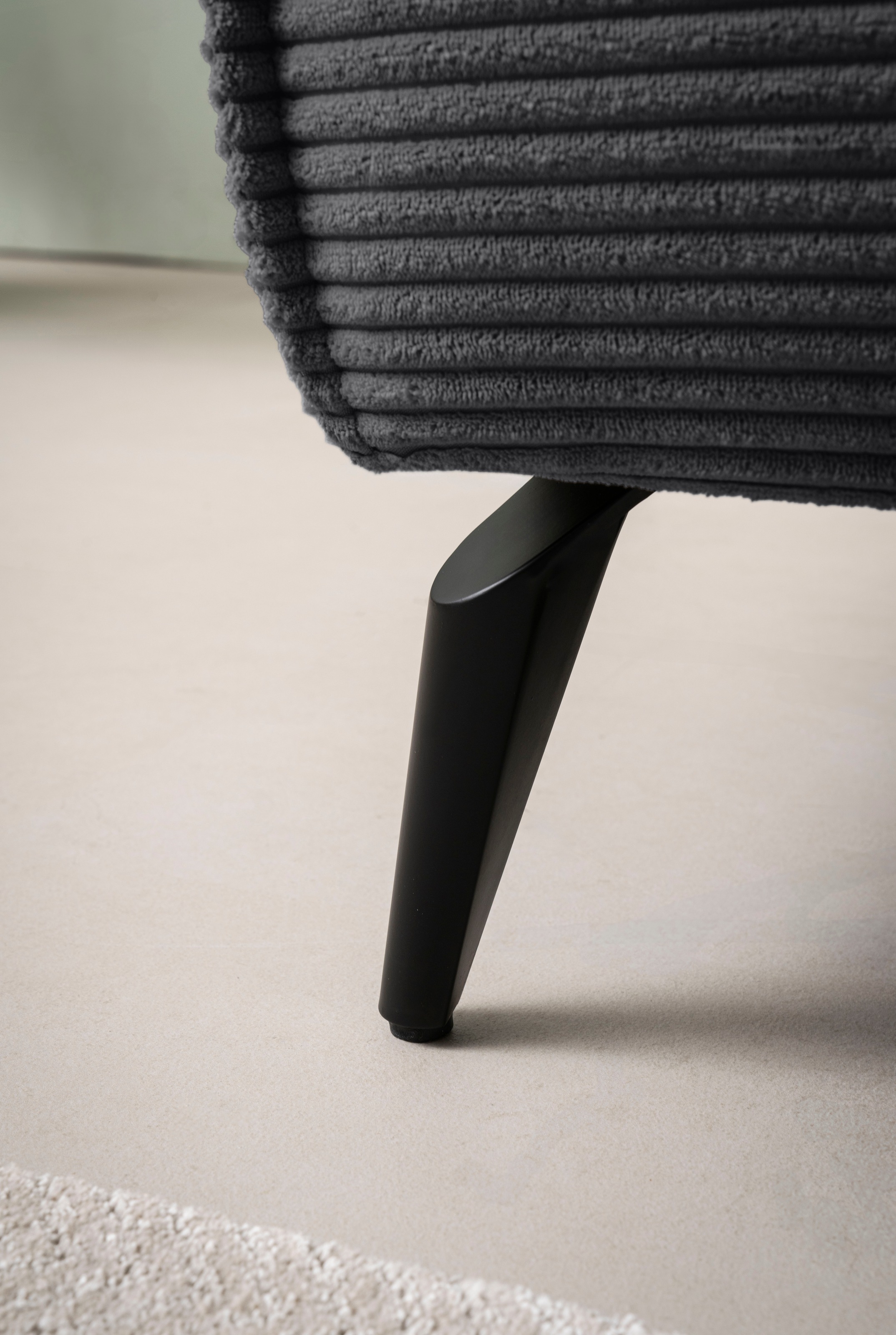 andas Ecksofa »TVINNU, L-Form, 275cm, in Cord und Leinenoptik« wahlweise Recamiere rechts/links, schwarze Füße, bequemer Sitzkomfort