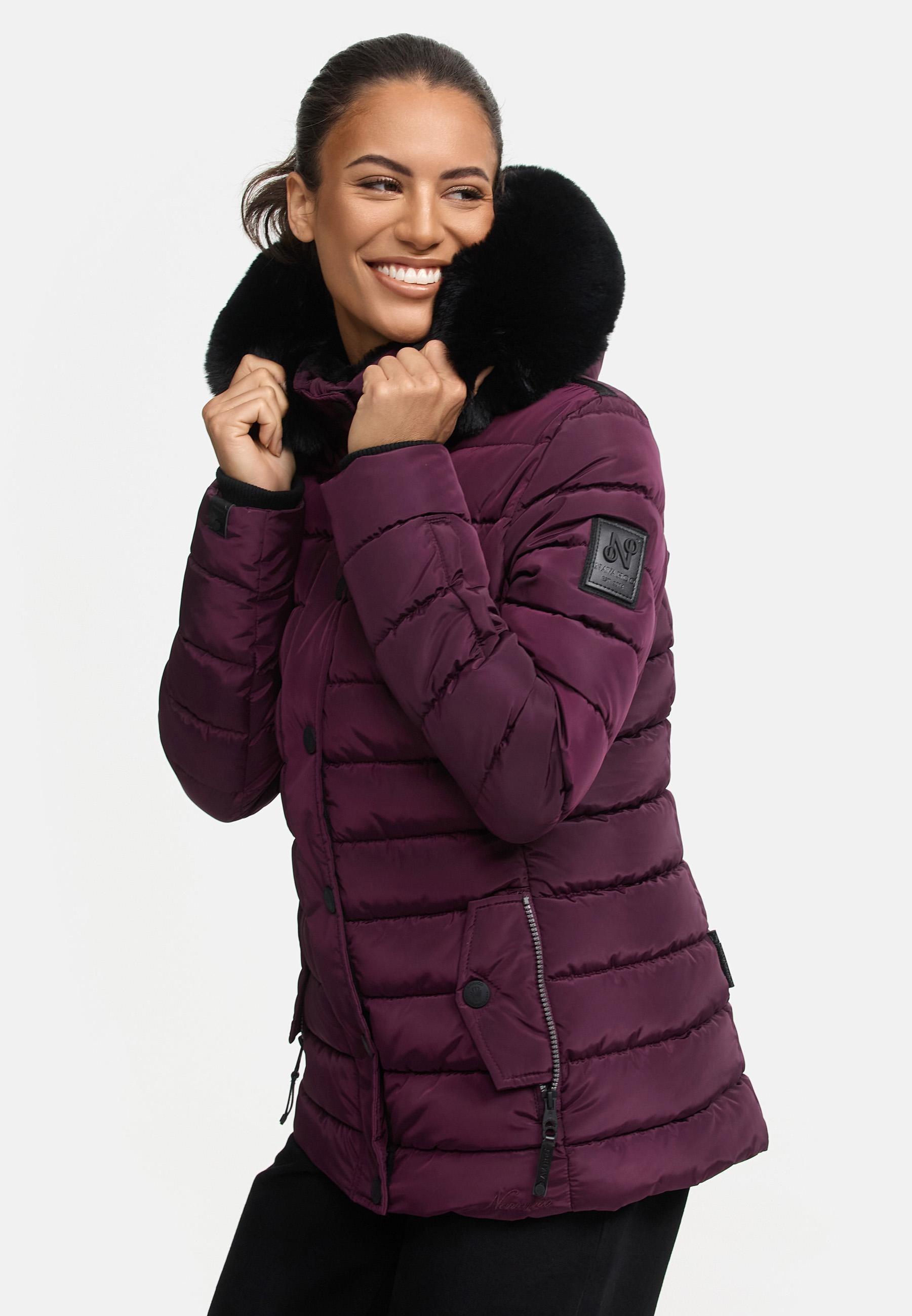 Navahoo Steppjacke »Winterjacke Milianaa« mit Kapuze Edle Winterjacke mit weicher Kunstfell-Kapuze