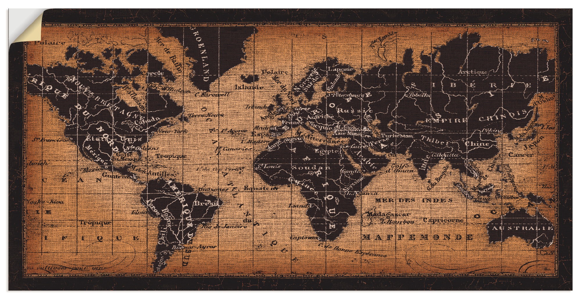 OTTO (1 Poster als oder Leinwandbild, Wandbild Landkarten, bei Wandaufkleber Artland versch. Größen in Weltkarte«, St.), »Alte