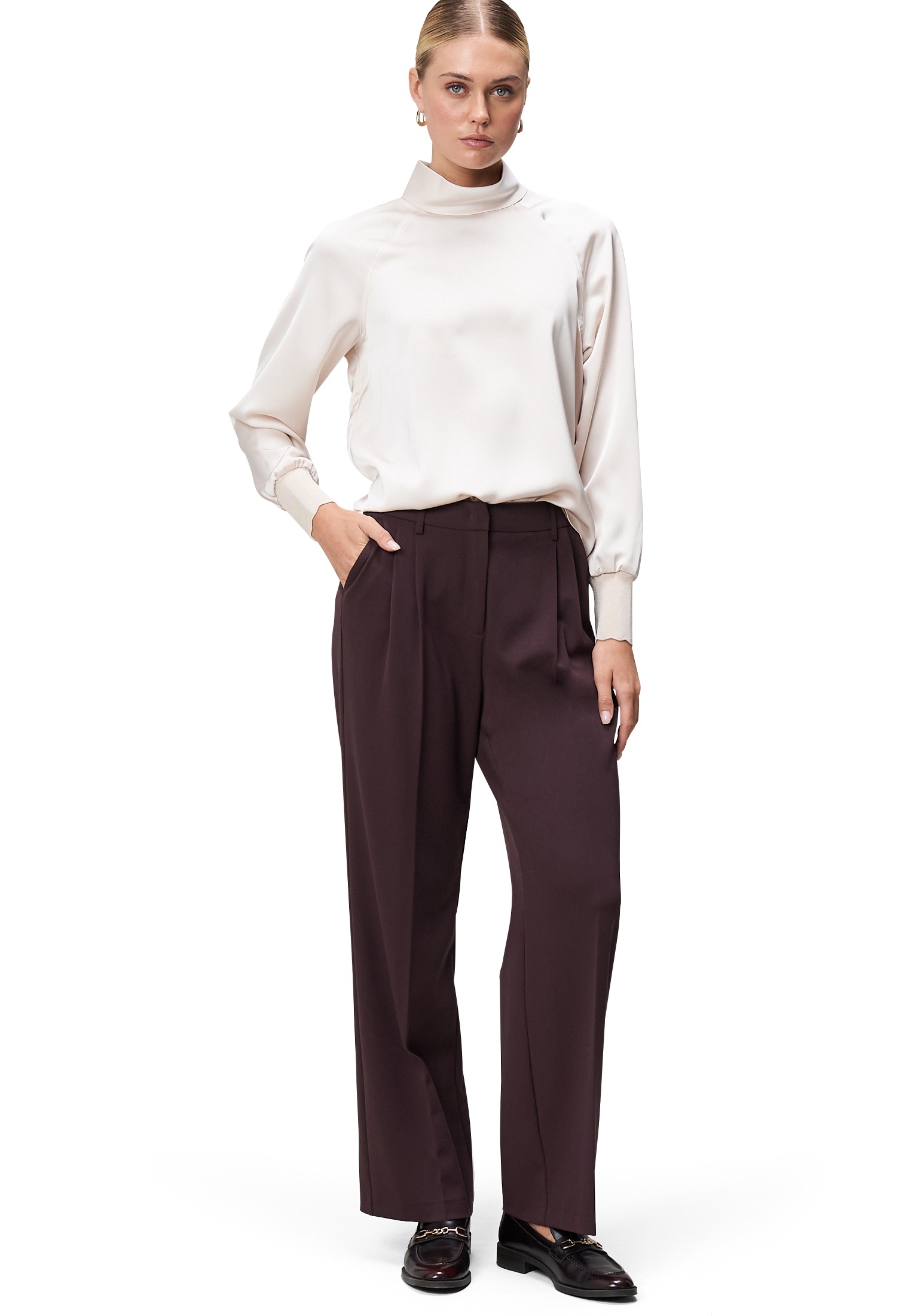 Zero Satinbluse »Satinbluse mit Stehkragen«