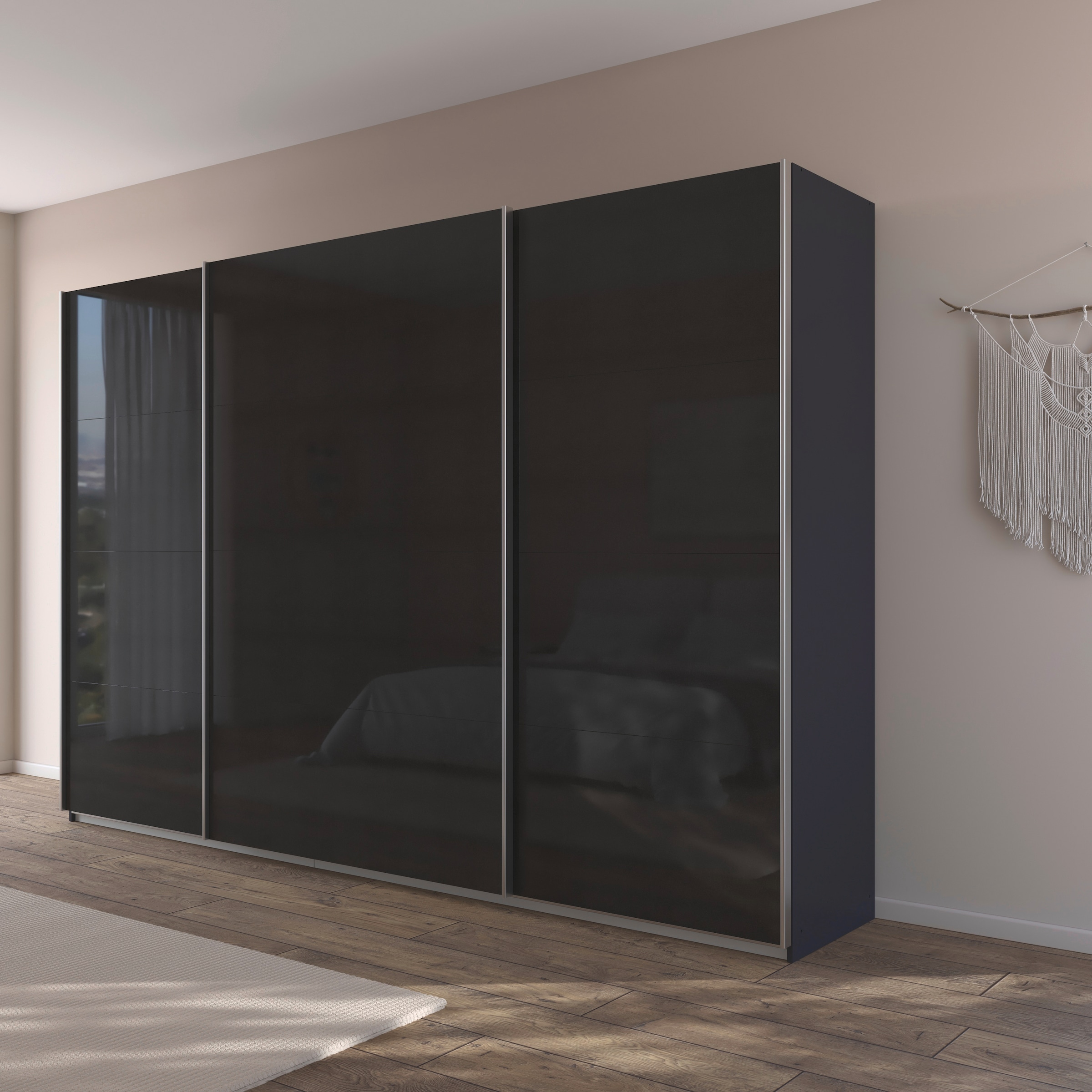 rauch Schwebetürenschrank »Kleiderschrank Schrank Garderobe AGORDO mit Dekor- oder Hochglanzfront«, (in zwei Griff-Farben), durchdachte Innenausstattung, in 4 Breiten und 2 Höhen MADE IN GERMANY