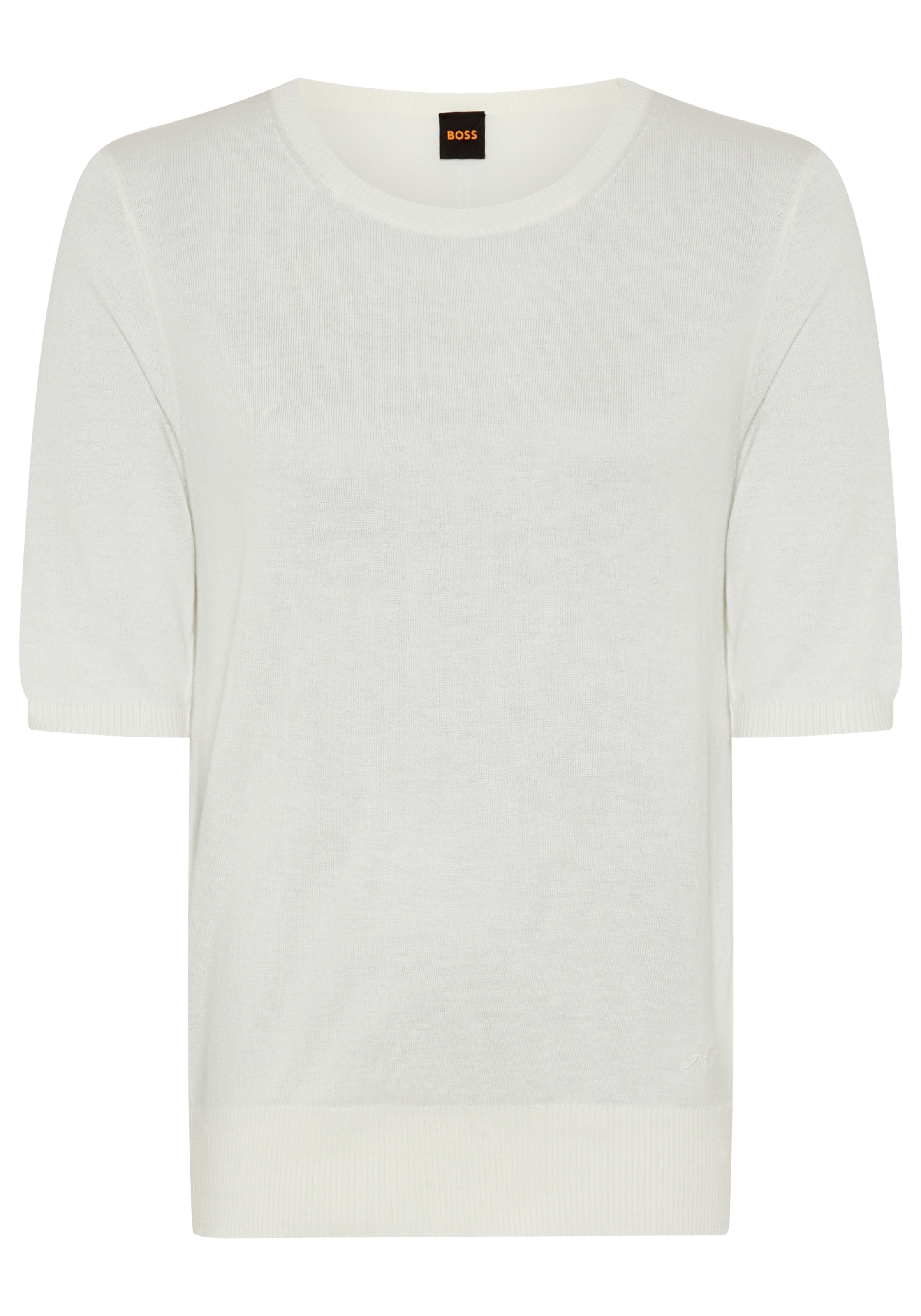 BOSS ORANGE Kurzarmpullover »Fiaffu Premium Damenmode« mit Lochmuster, Kaschmir-Anteil