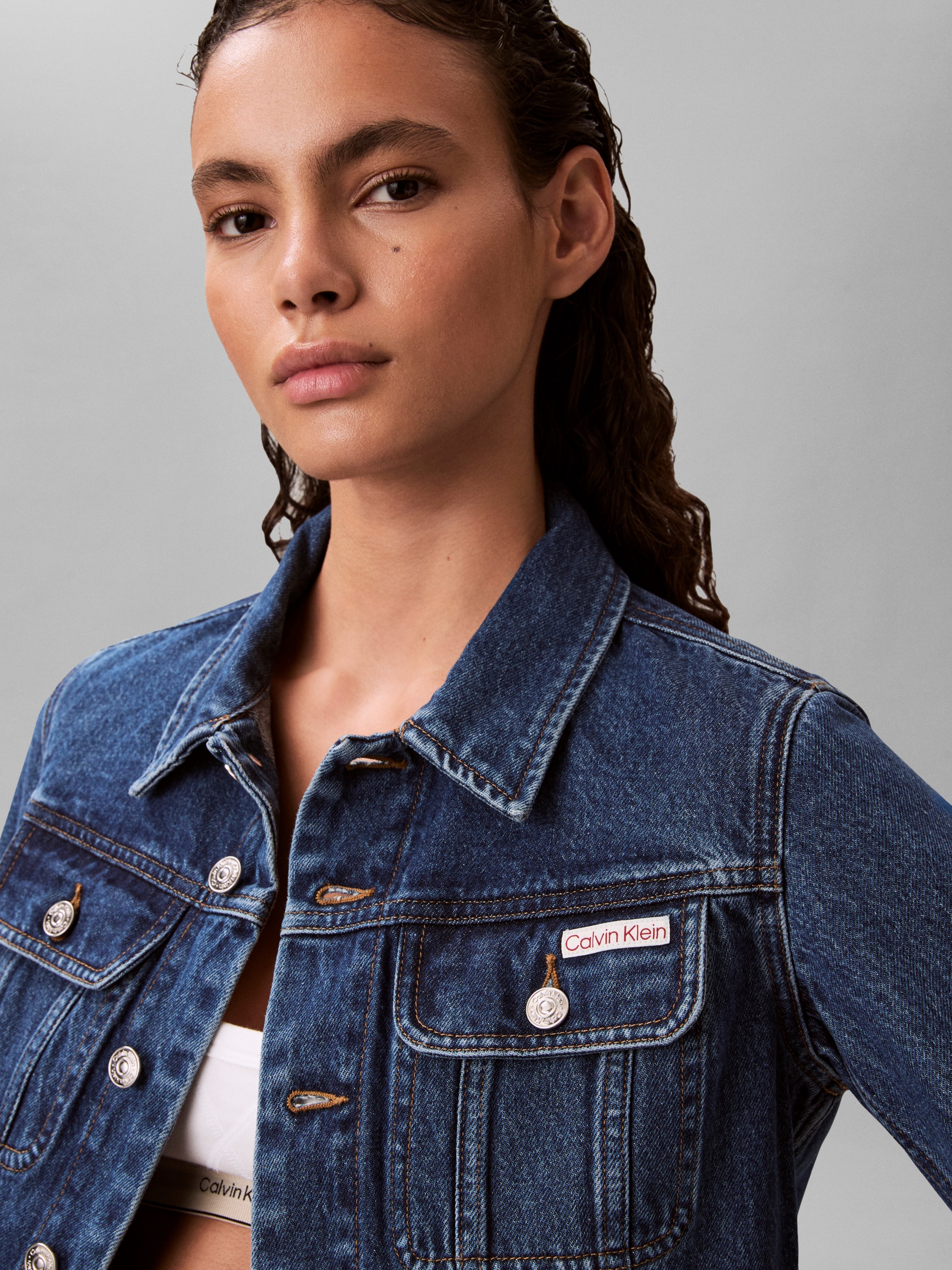 Calvin Klein Jeans Jeansjacke ohne Kapuze Regular fit mit Umlegekragen