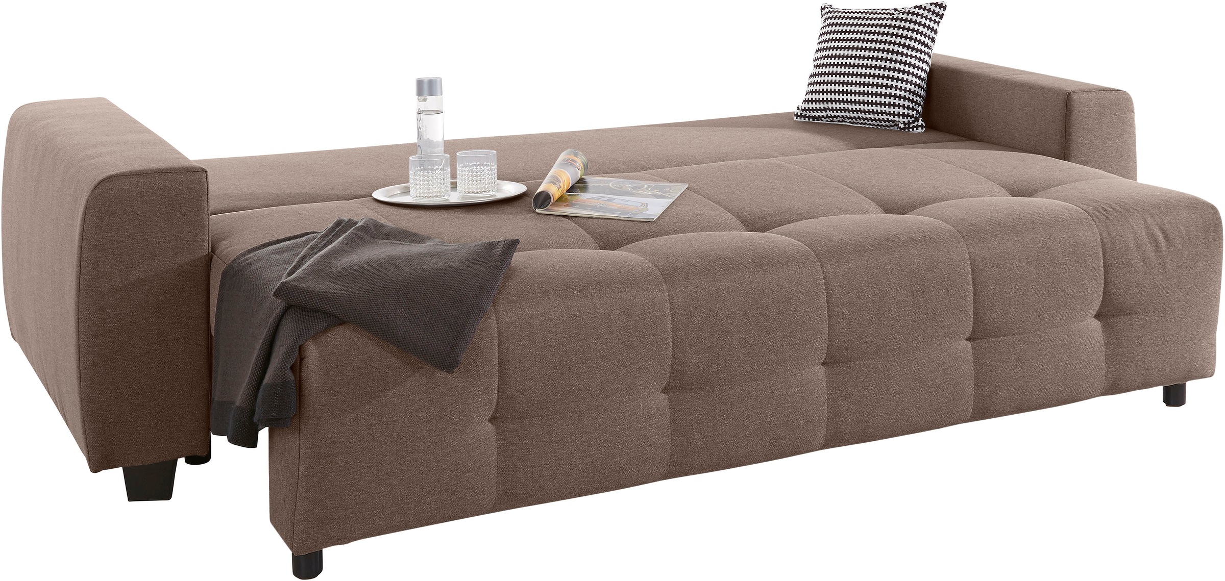 COLLECTION AB Schlafsofa »Bella«, mit Bettfunktion und Bettkasten, inkl. loser Rücken- und Zierkissen
