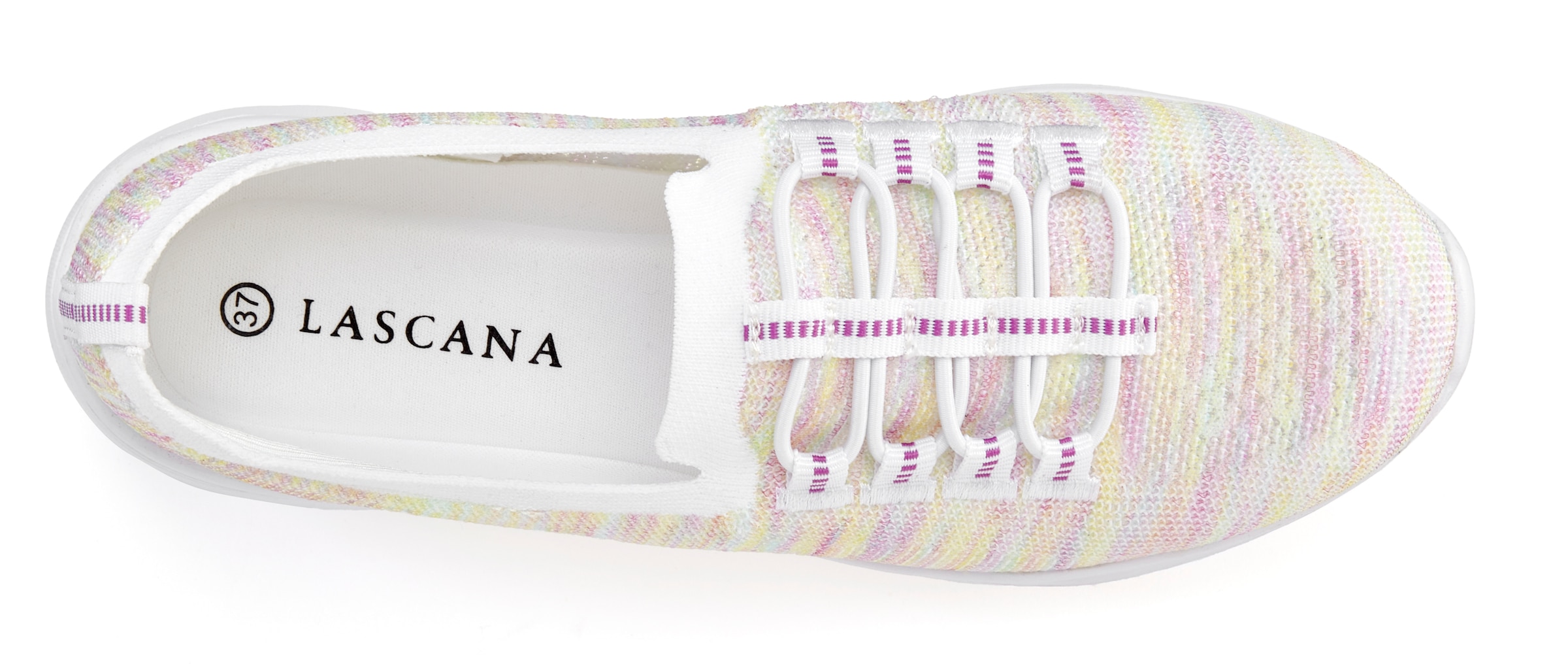 LASCANA Sneaker »Slipper, Halbschuh, leichtes Meshmaterial«  zum Reinschlüpfen mit elastischen Schnürbändern VEGAN