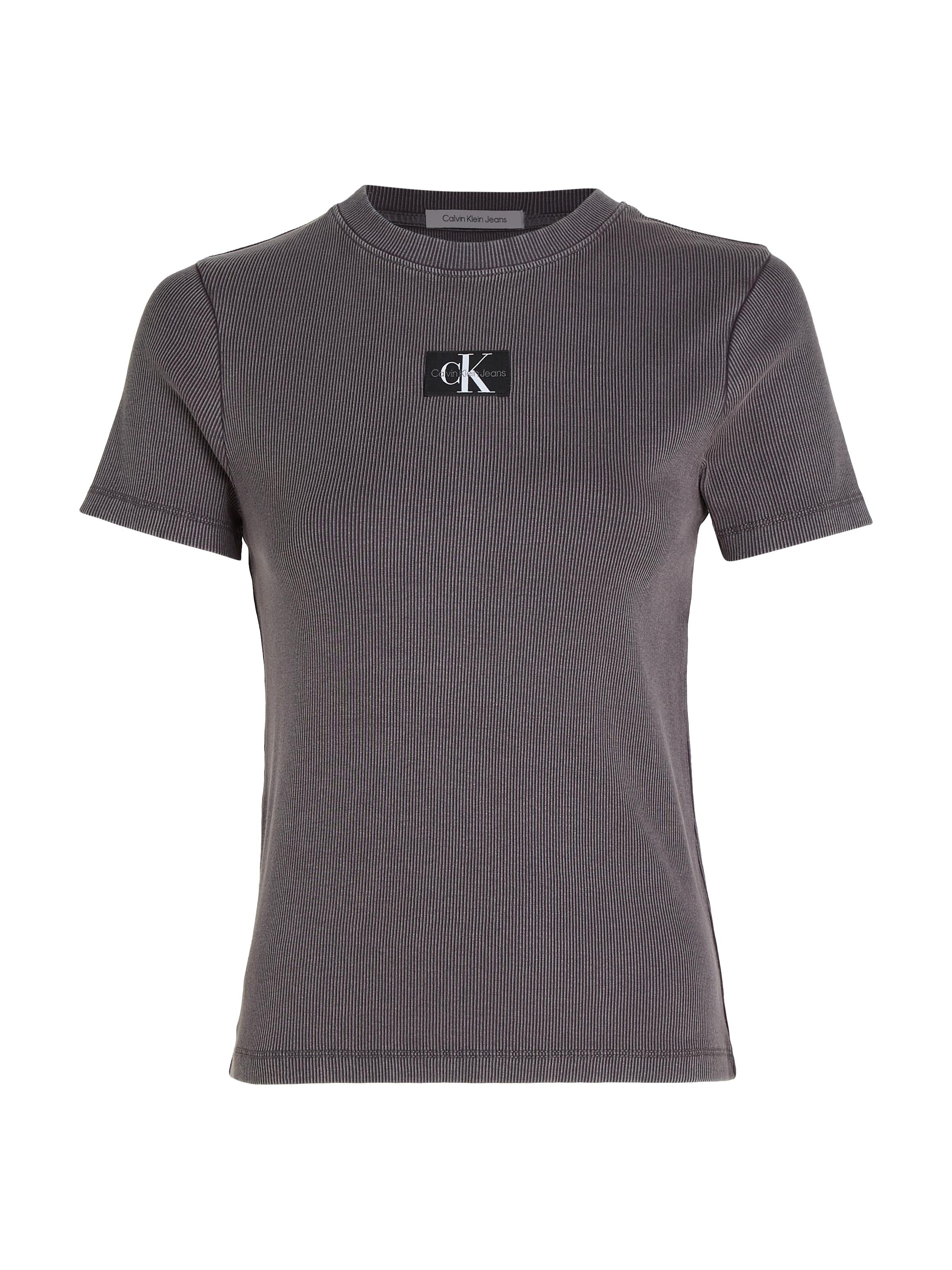 Calvin Klein Jeans T-Shirt »WASHED WOVEN LABEL RIB BABY TEE«, mit Logopatch