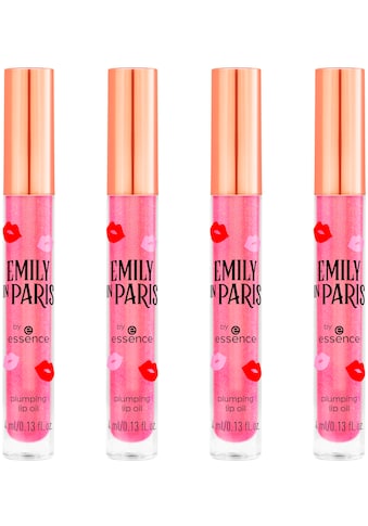 Lipgloss »EMILY IN PARIS by essence plumping lip oil«, (4er Pack)