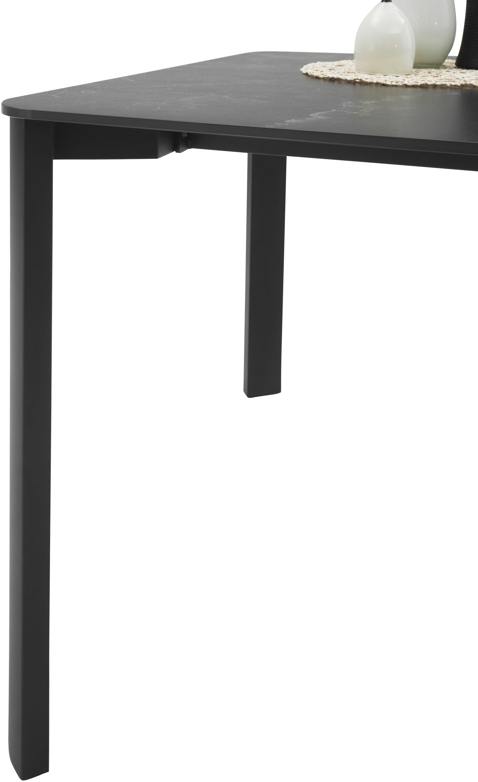 Stolkom Esstisch »Lenni Esszimmertisch Keramik, Schwarz marmoriert BxHxT 180x76x90 cm«, Keramikoberfläche schwarz marmoriert, Metallgestell schwarz matt