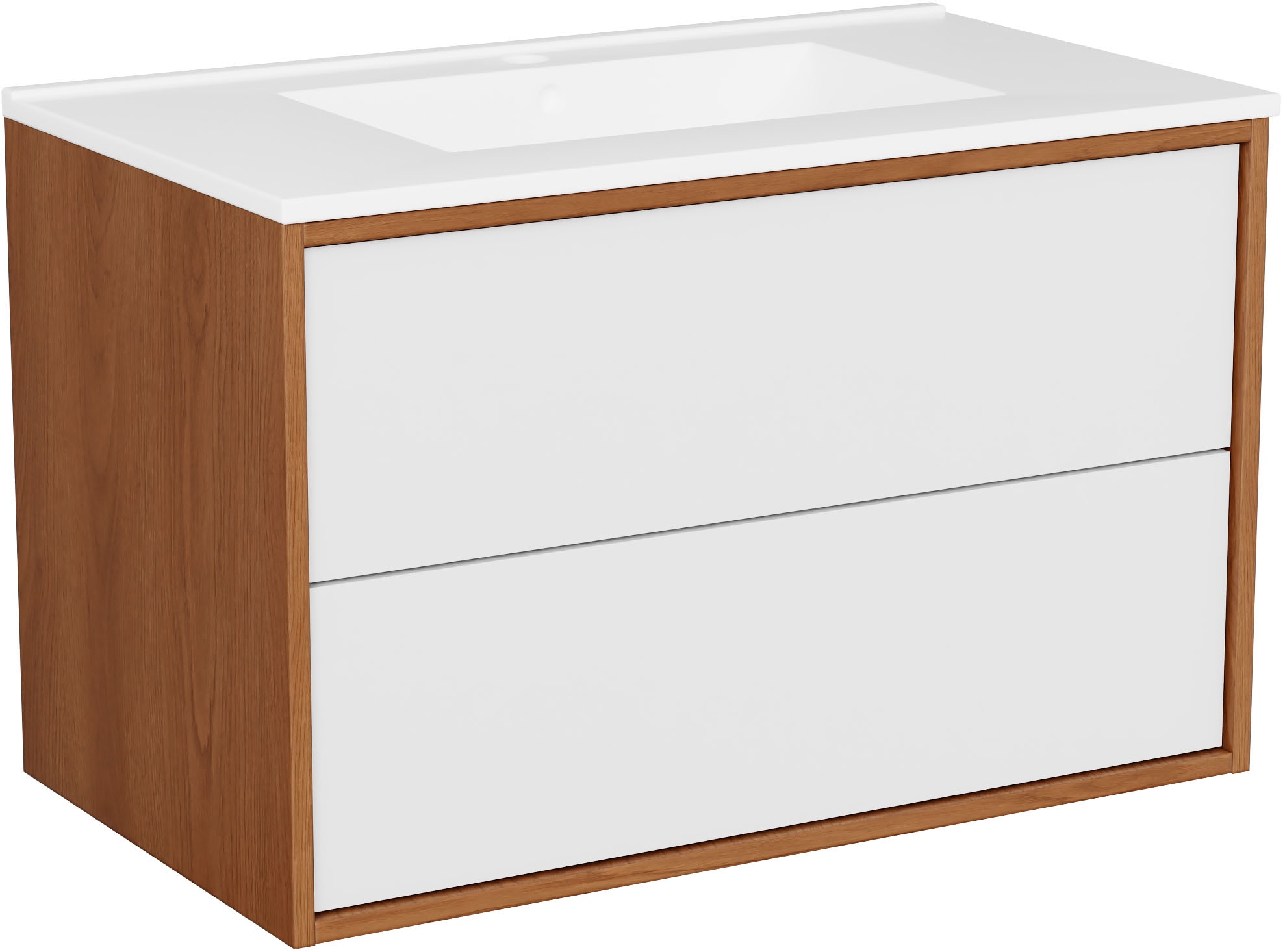 welltime Waschtisch »Waschbeckenunterschrank Line mit Waschbecken,Badmöbel,zwei Schubladen«, Badschrank mit Waschbecken, Push to open, Maße B/H/T: 61/53/47 cm