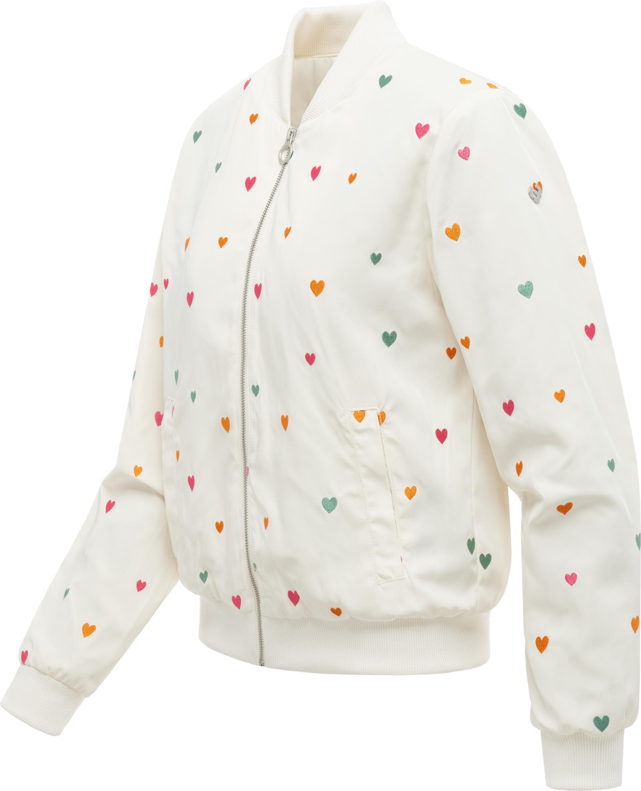 Ragwear Bomberjacke »Bomberjacke Lunara Hearts« ohne Kapuze Blousonjacke mit verspielten Stickereien