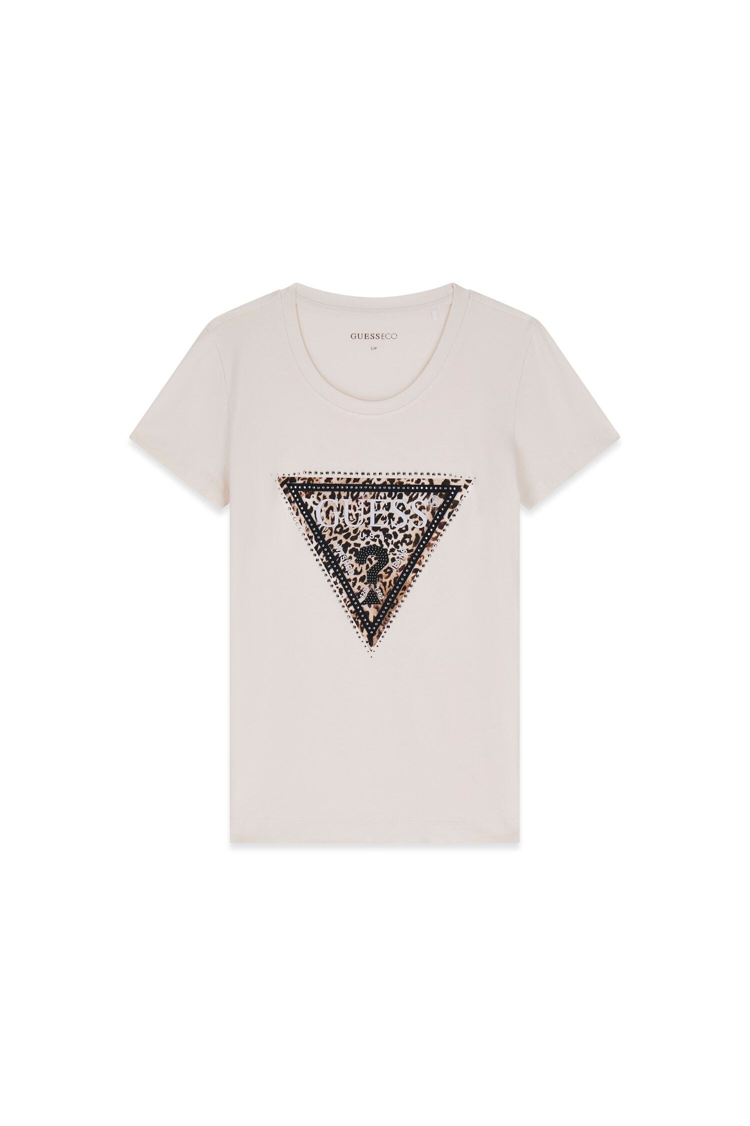 Guess T-Shirt »CN SAVANNA LEOPARD TRIANGLE« mit Frontprint, Stretch-Baumwolle