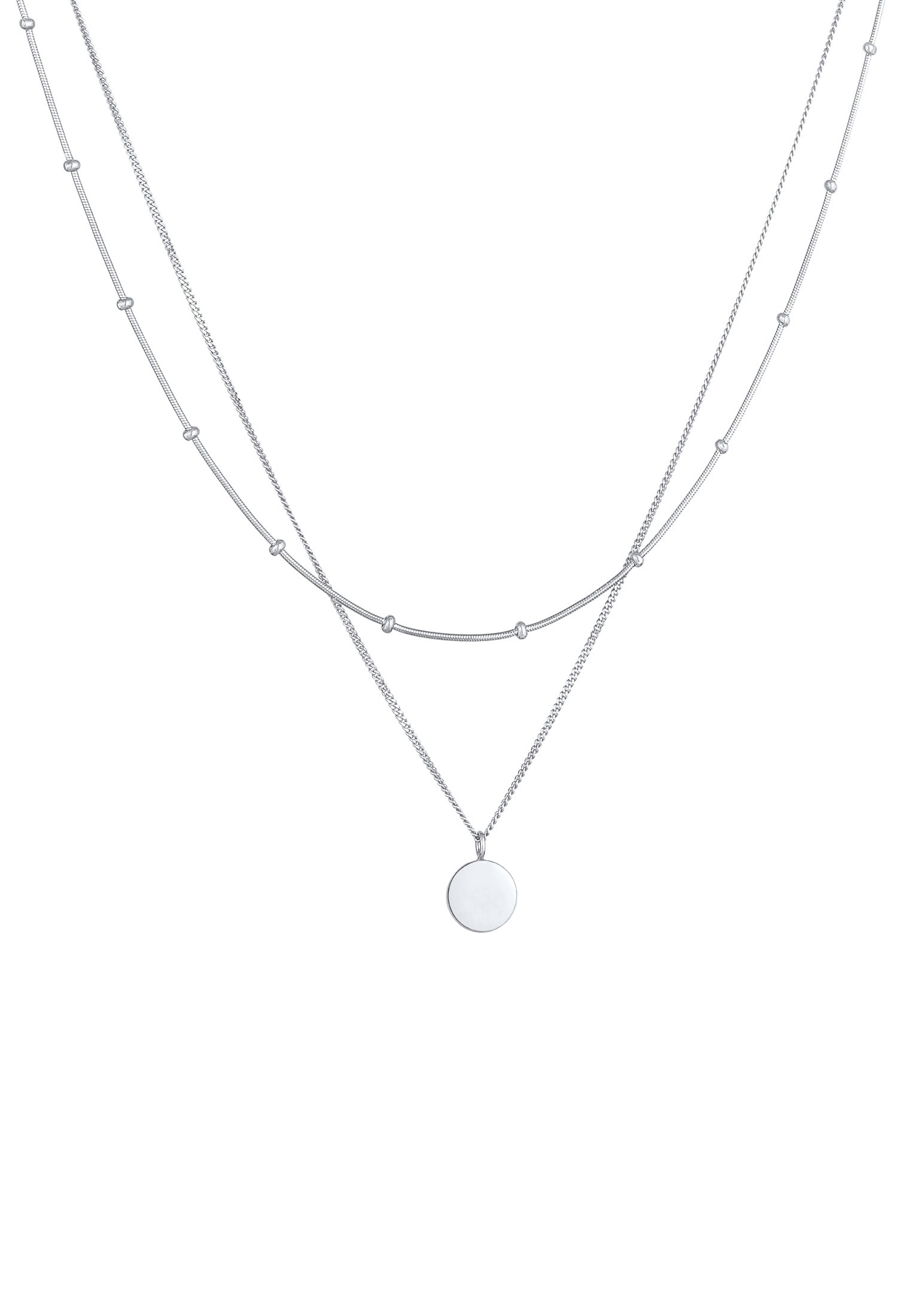 Elli Silberkette »Halskette 2-lagig Layer Plättchen Kreis 925 Silber«