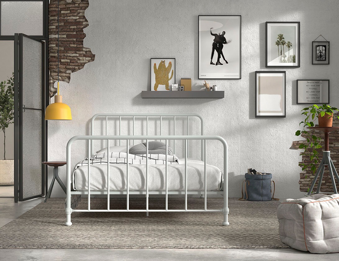 Vipack Metallbett »Bronxx, standfest gebaut, gradlinige Optik in zeitlosem Design«, (in 2 Größen und verschiedenen Farben erhältlich), inkl. Lattenrost, Mittelsteg und Fußstütze unter der Liegefläche