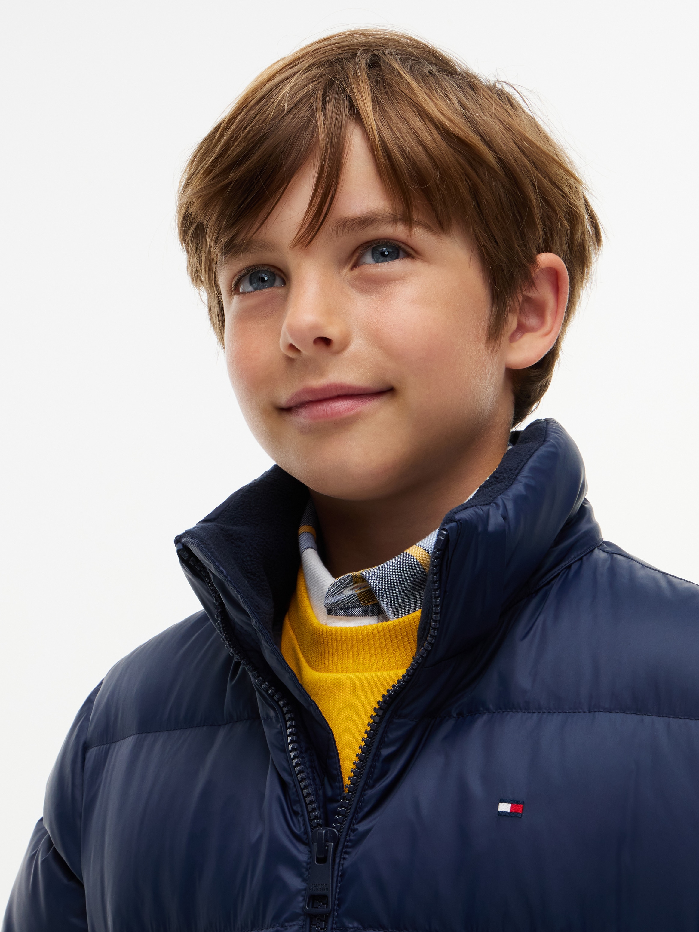 Tommy Hilfiger Steppjacke mit Kapuze 2-Wege-Zipper, abnehmbare Kapuze, Kinder bis 16 Jahre