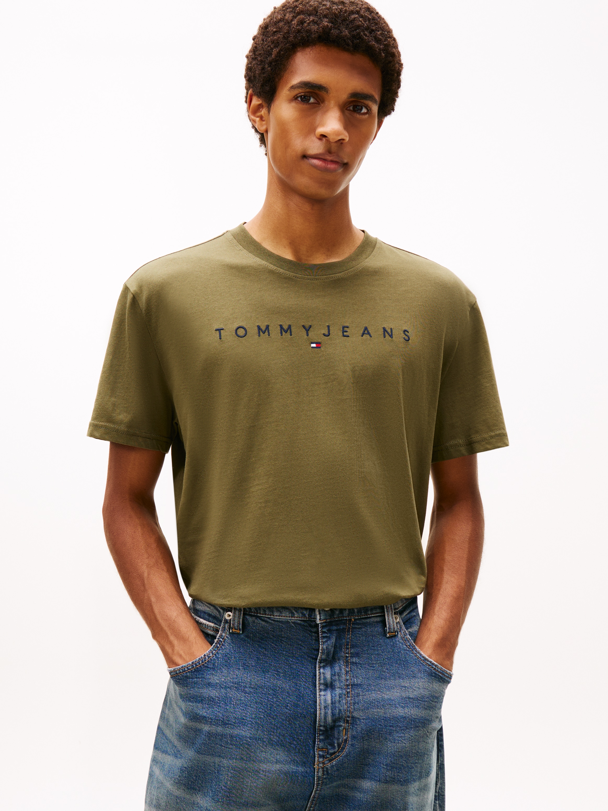 Tommy Jeans T-Shirt »TJM REG LINEAR LOGO TEE EXT« Rundhals, Regular Fit