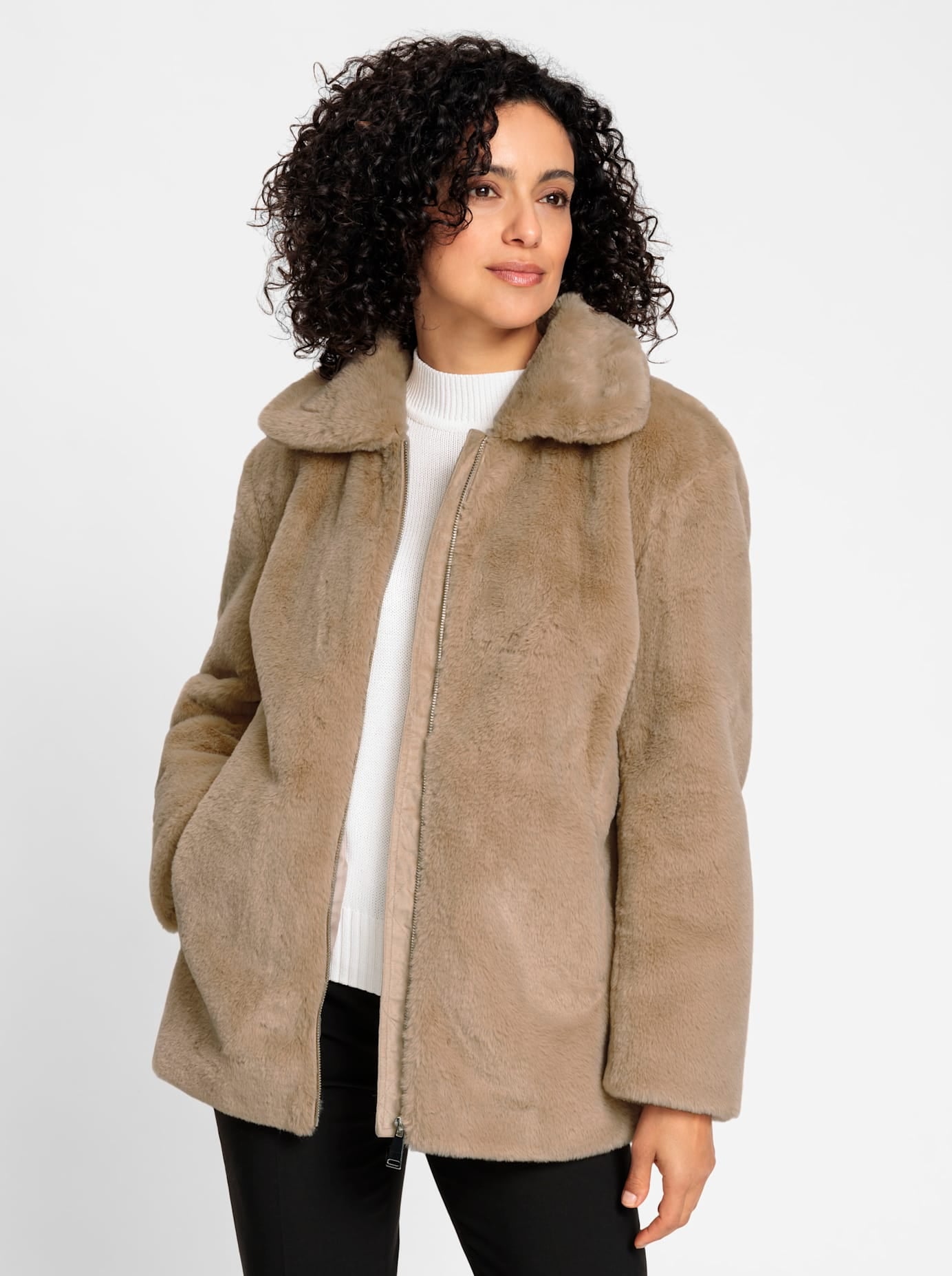 Inspirationen Fellimitatjacke, ohne Kapuze