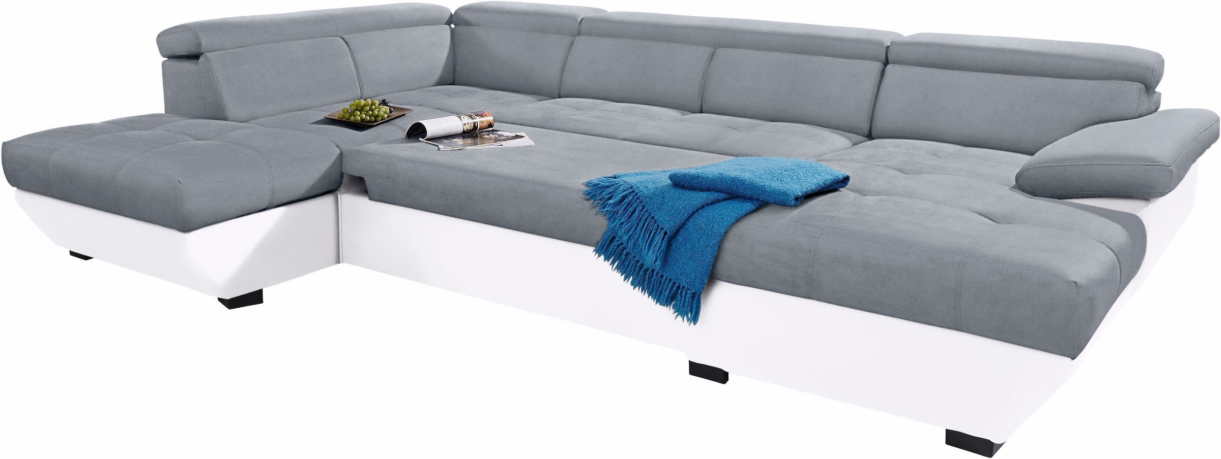 COTTA Polstergarnitur »Speedway U-Form«, (Set), Set bestehend aus: Wohnlandschaft mit Kopfteilverstellung & Hocker