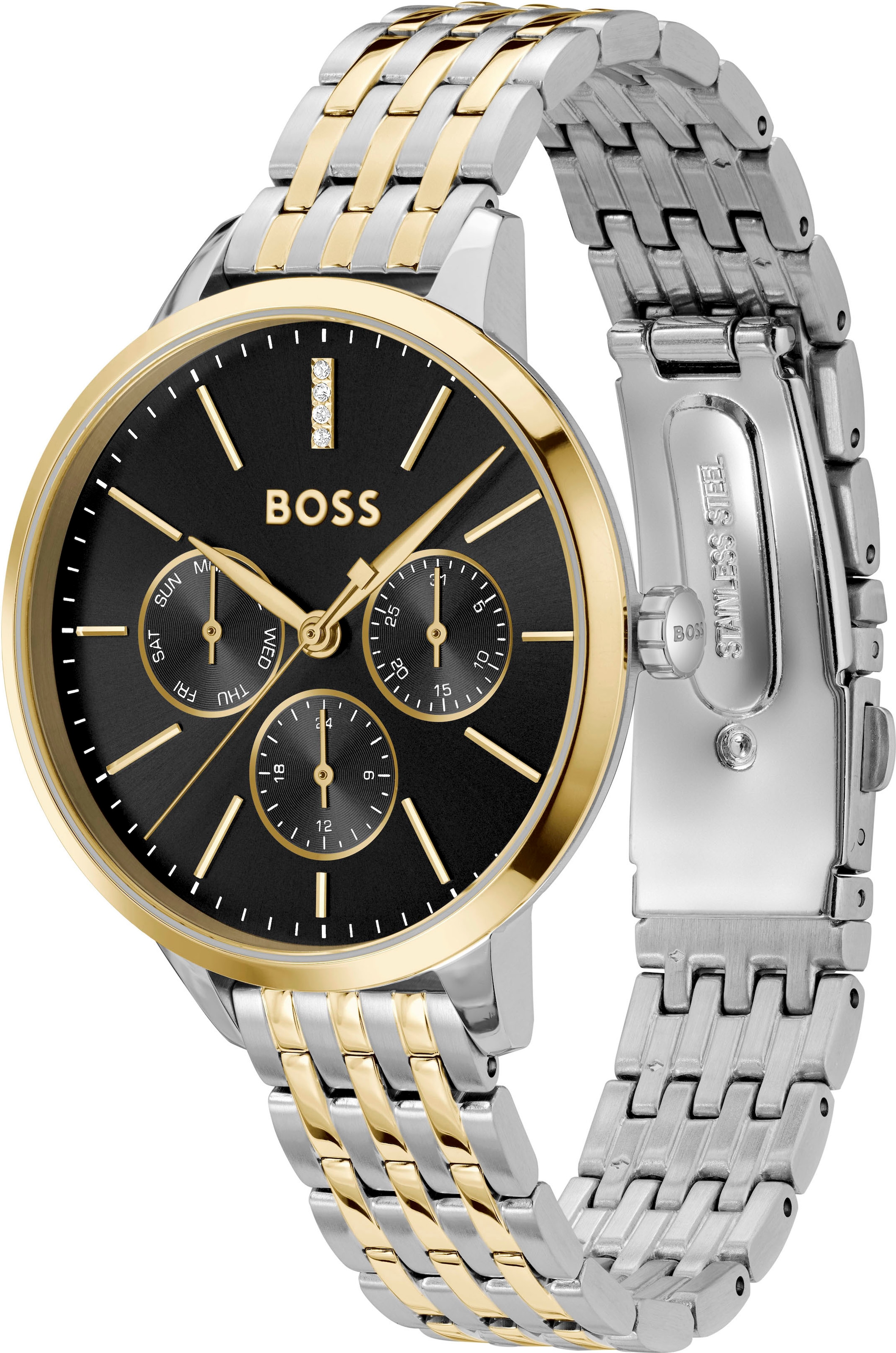 BOSS Multifunktionsuhr »SYMPHONY«, Quarzuhr, Armbanduhr, Damenuhr, Edelstahlarmband, analog