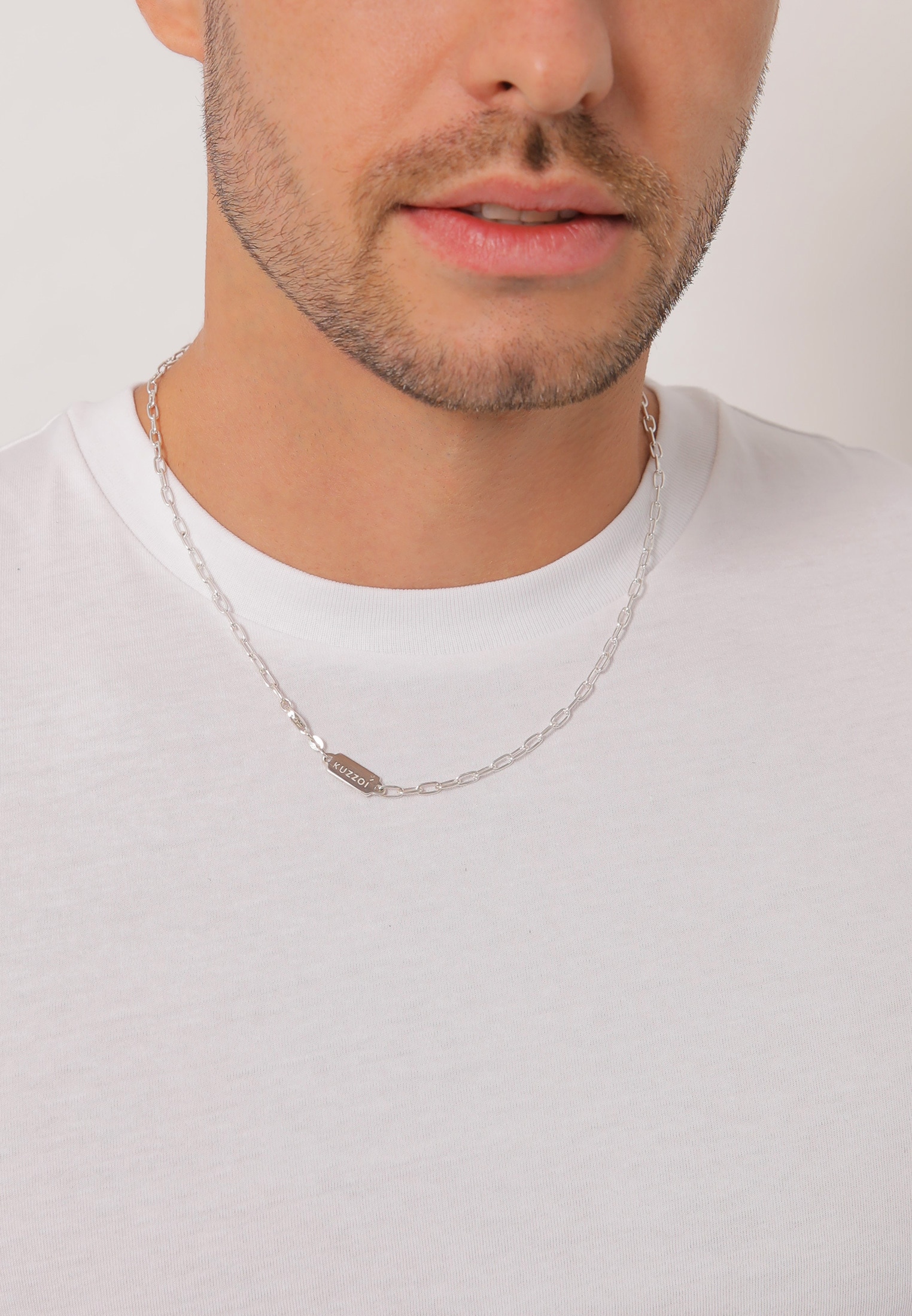 Kuzzoi Silberkette »Halskette Herren Gliederkette Oval Basic Fein 925 Silber«