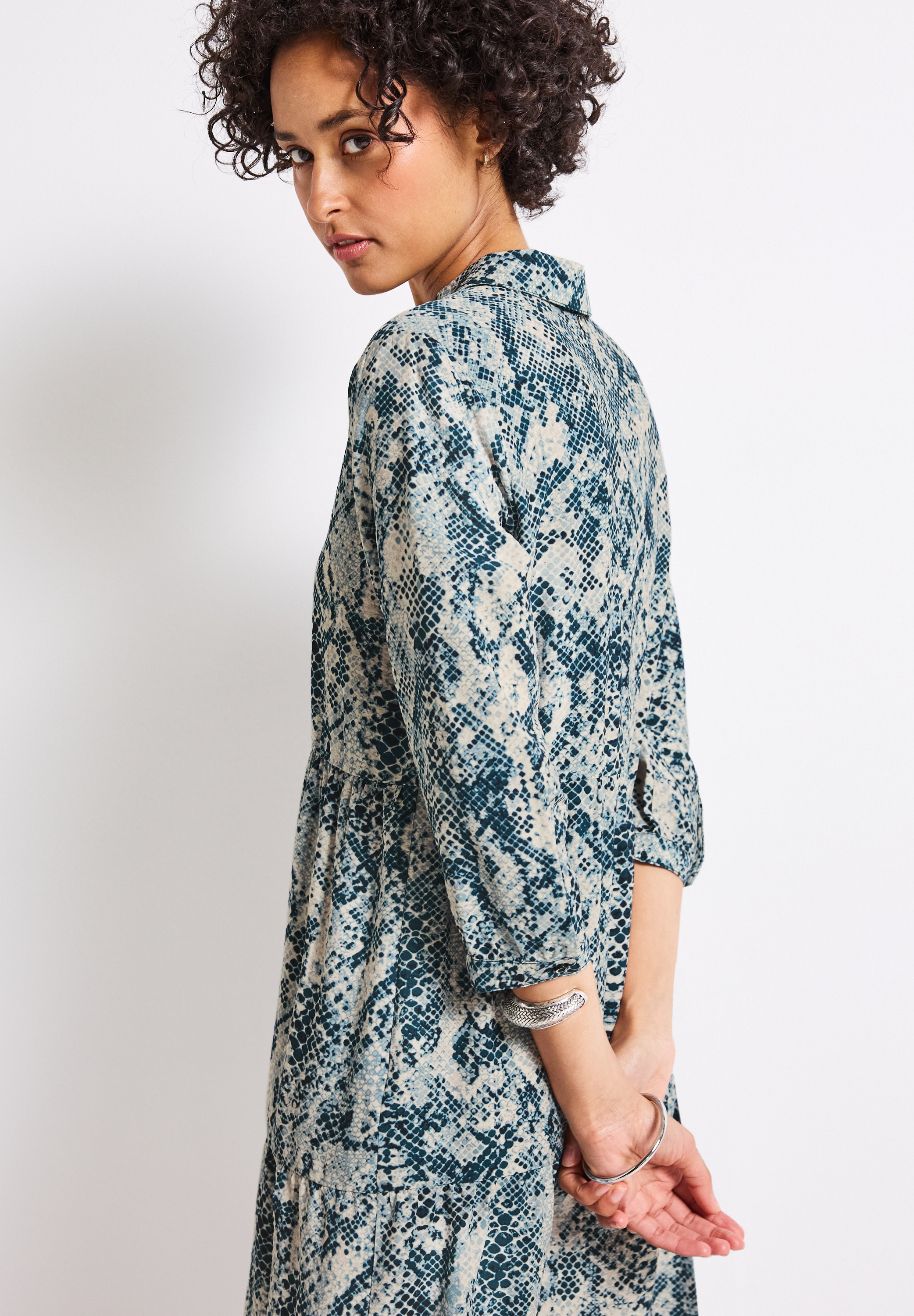 STREET ONE Tunikakleid, mit Snake Print und Volants