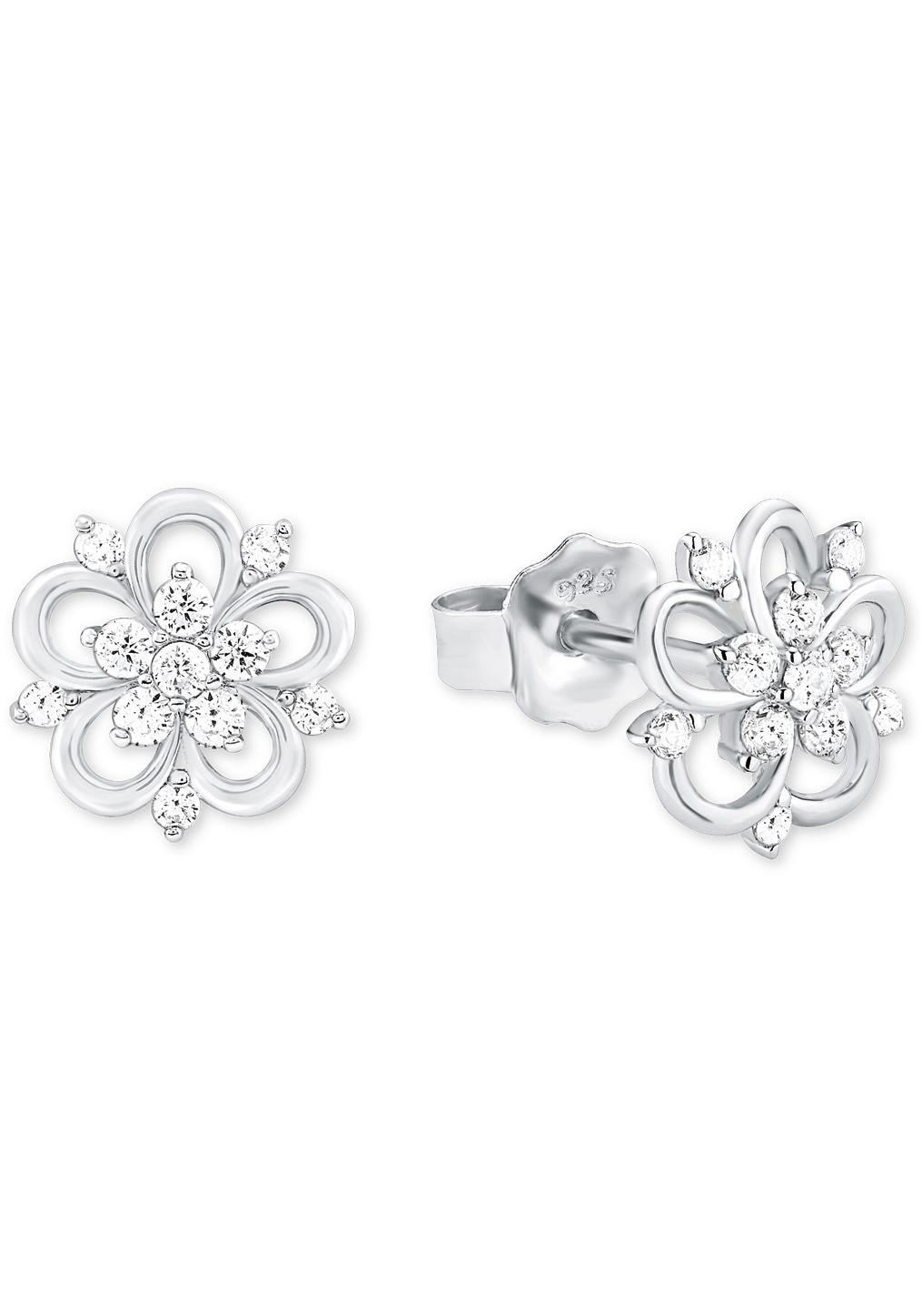 Paar Ohrstecker »Schmuck Geschenk Ohrschmuck Blume, Glitzerohrstecker Silber 925«, mit...