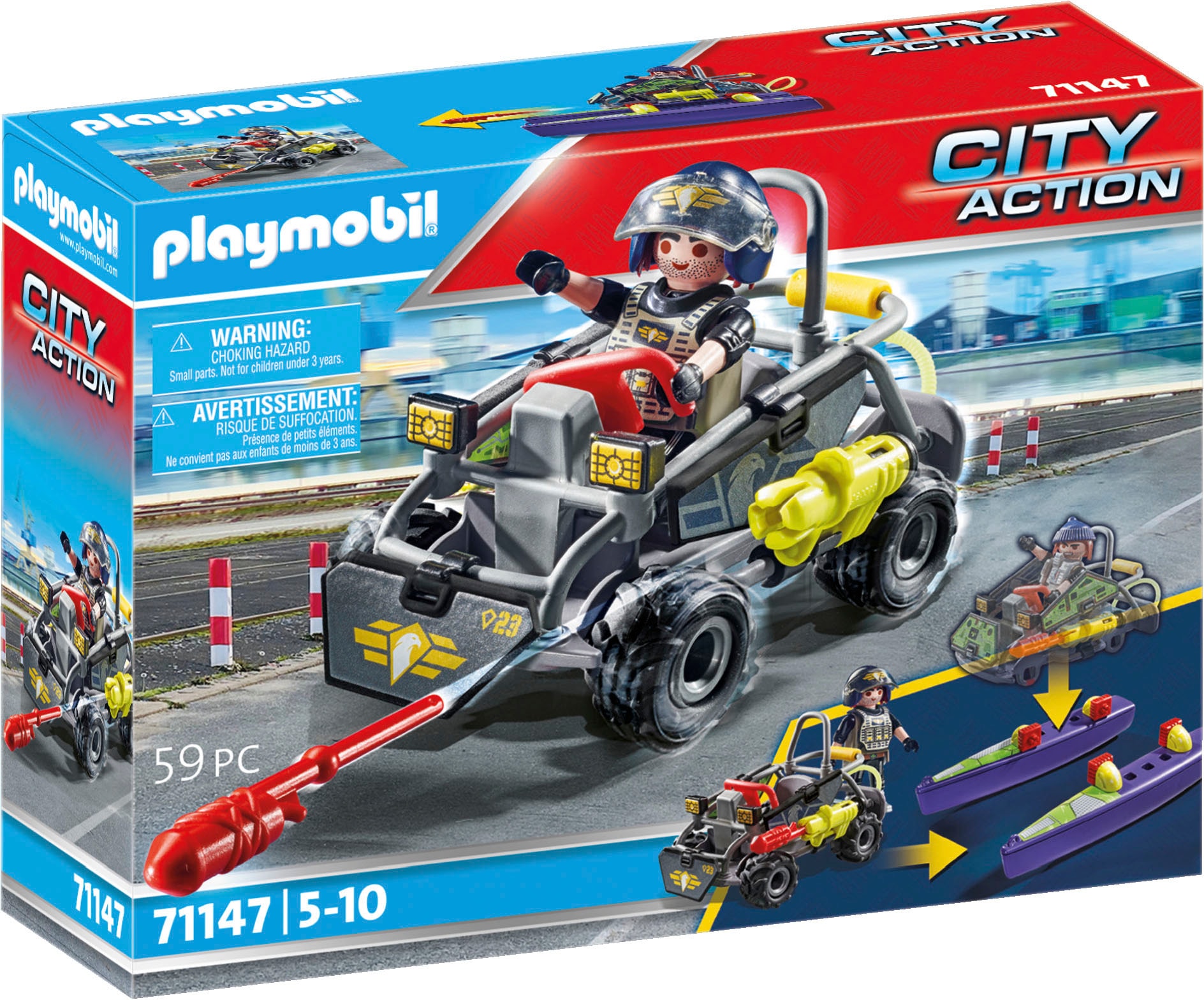 Konstruktions-Spielset »SWAT-Multi-Terrain-Quad (71147), My Action Heroes«, (59 St.),...