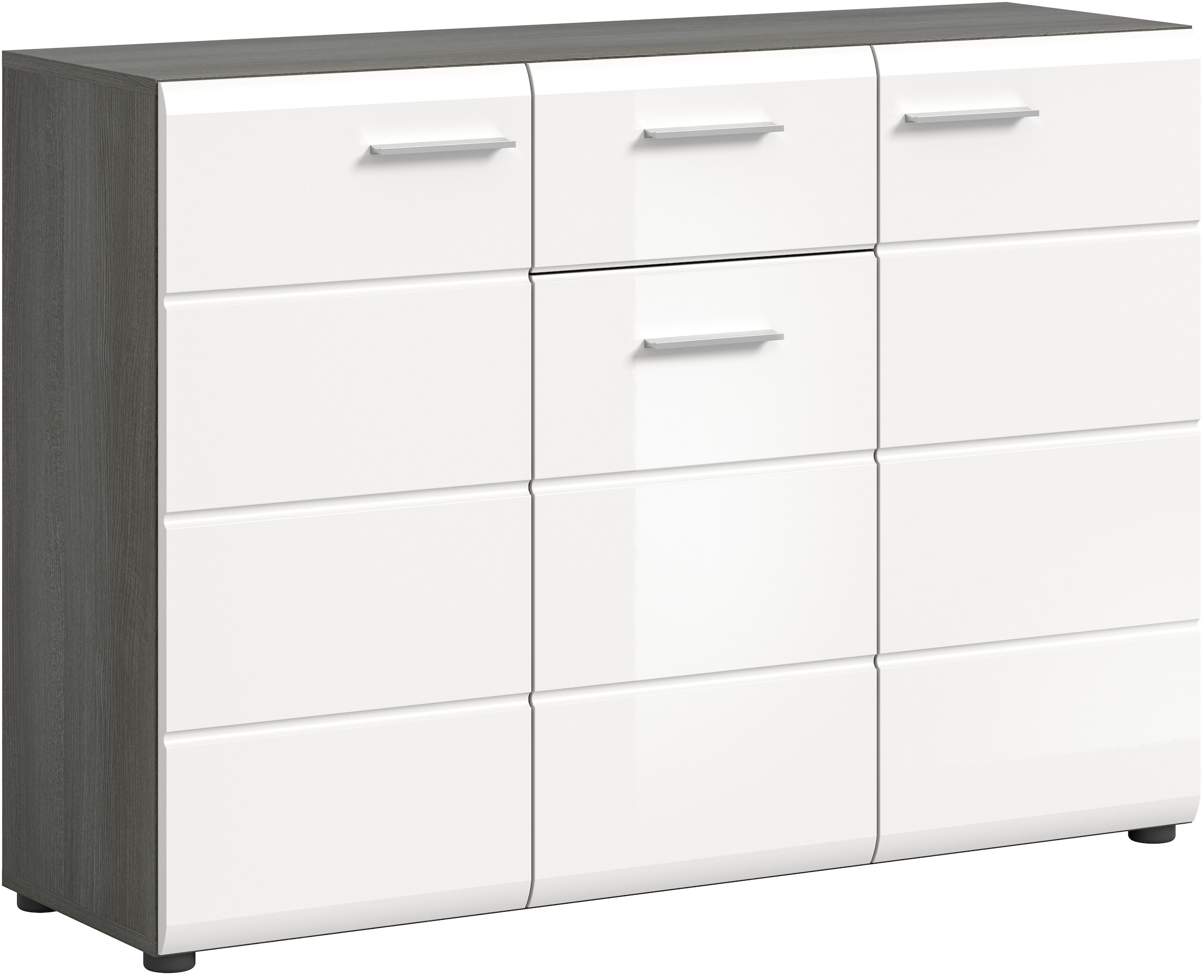 INOSIGN Sideboard »Rumba, Breite 120cm, in Rauchsilber Nachbildung/Weiß Hochglanz«, Kommode, Sideboard, Schrank