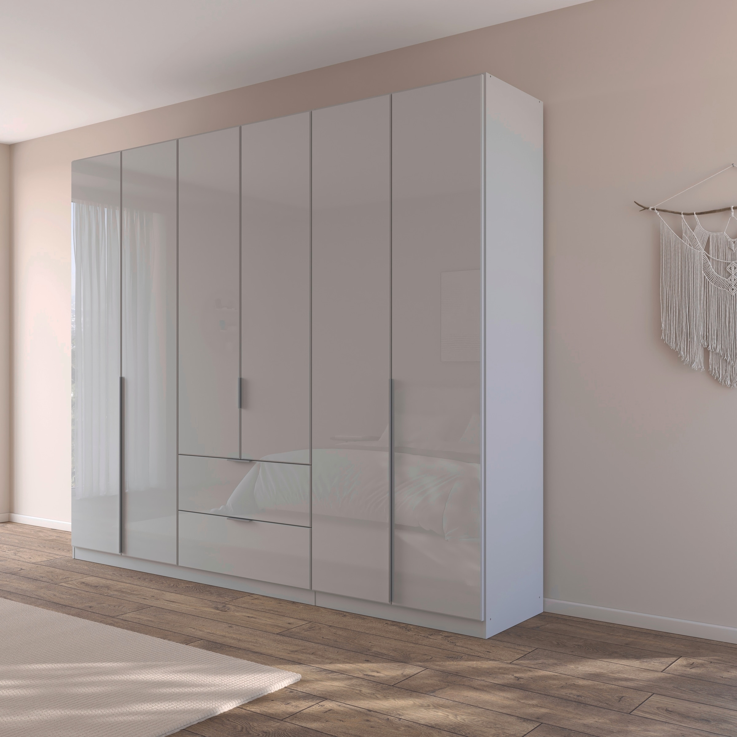 rauch Drehtürenschrank »Kleiderschrank Kleiderschränke Schrank Garderobe AGORDO mit Glasfront«, (in zwei Griff-Farben, Breiten 91-360 cm), mit Außenschubkästen, in 7 Breiten und 2 Höhen MADE IN GERMANY