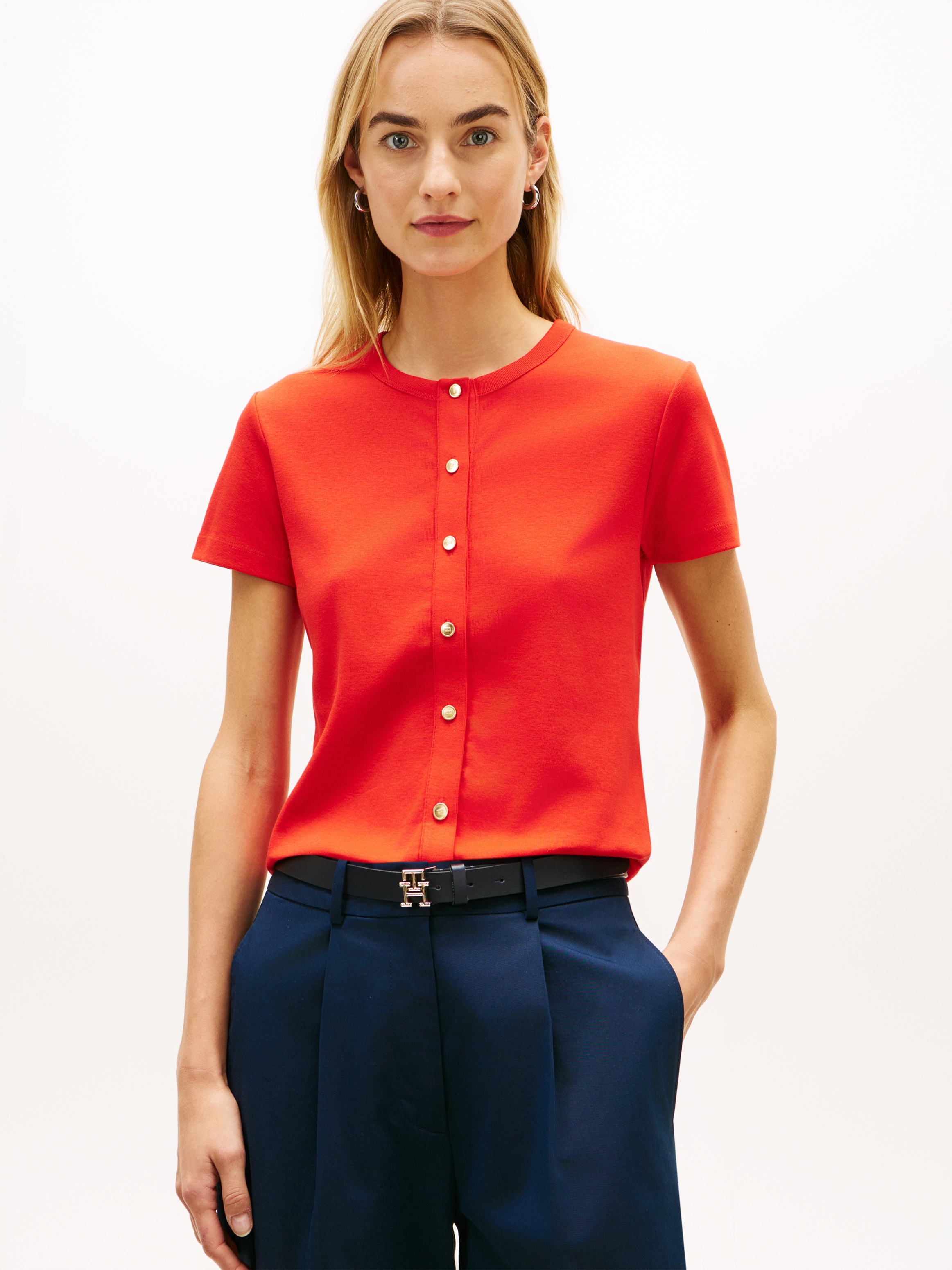 Tommy Hilfiger Kurzarmshirt »GOLD BUTTON SLIM SS TEE«
