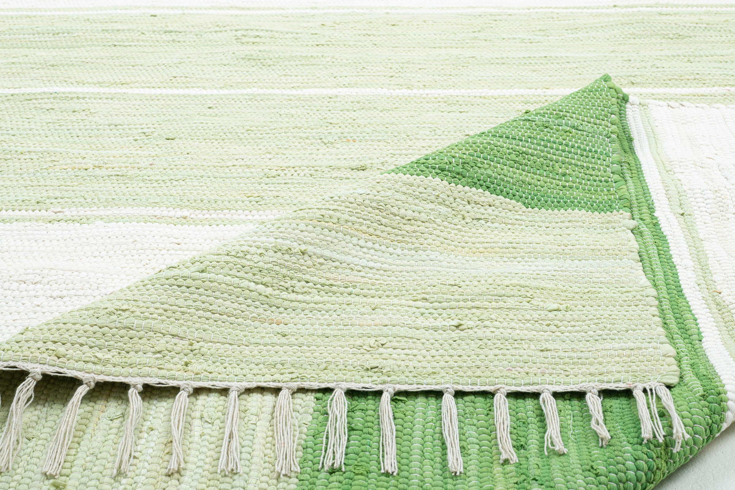 THEKO Teppich »Stripe reine rechteckig, online bei OTTO mit Fransen Cotton«, gestreift, bestellen Flachgewebe, Baumwolle, handgewebt