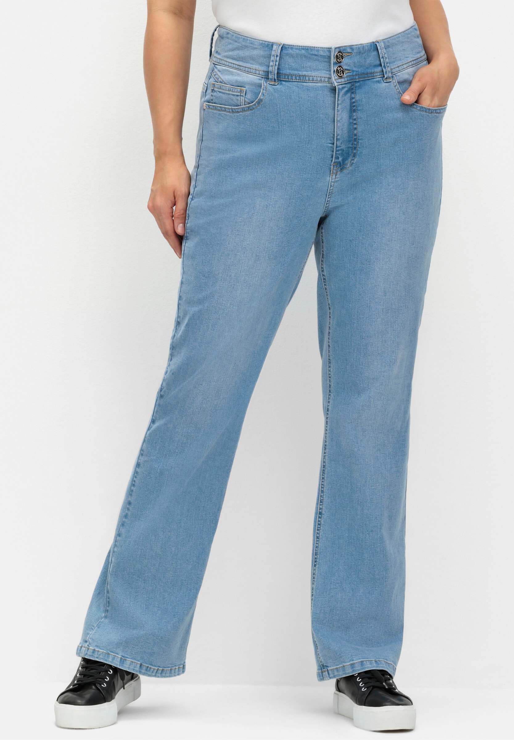 Sheego Bootcut-Jeans »Bootcut-Jeans Bootcut-Jeans mit High-Waist-Bund« im Curvy-Schnitt MANUELA