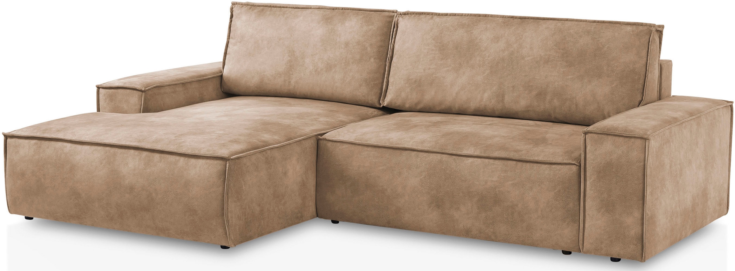Home affaire Ecksofa SHERWOOD Schlafsofa 267 cm, L-Form, Schlaffunktion mit Bettkasten (210x136 cm), Cord, Vintage, Samtvelours