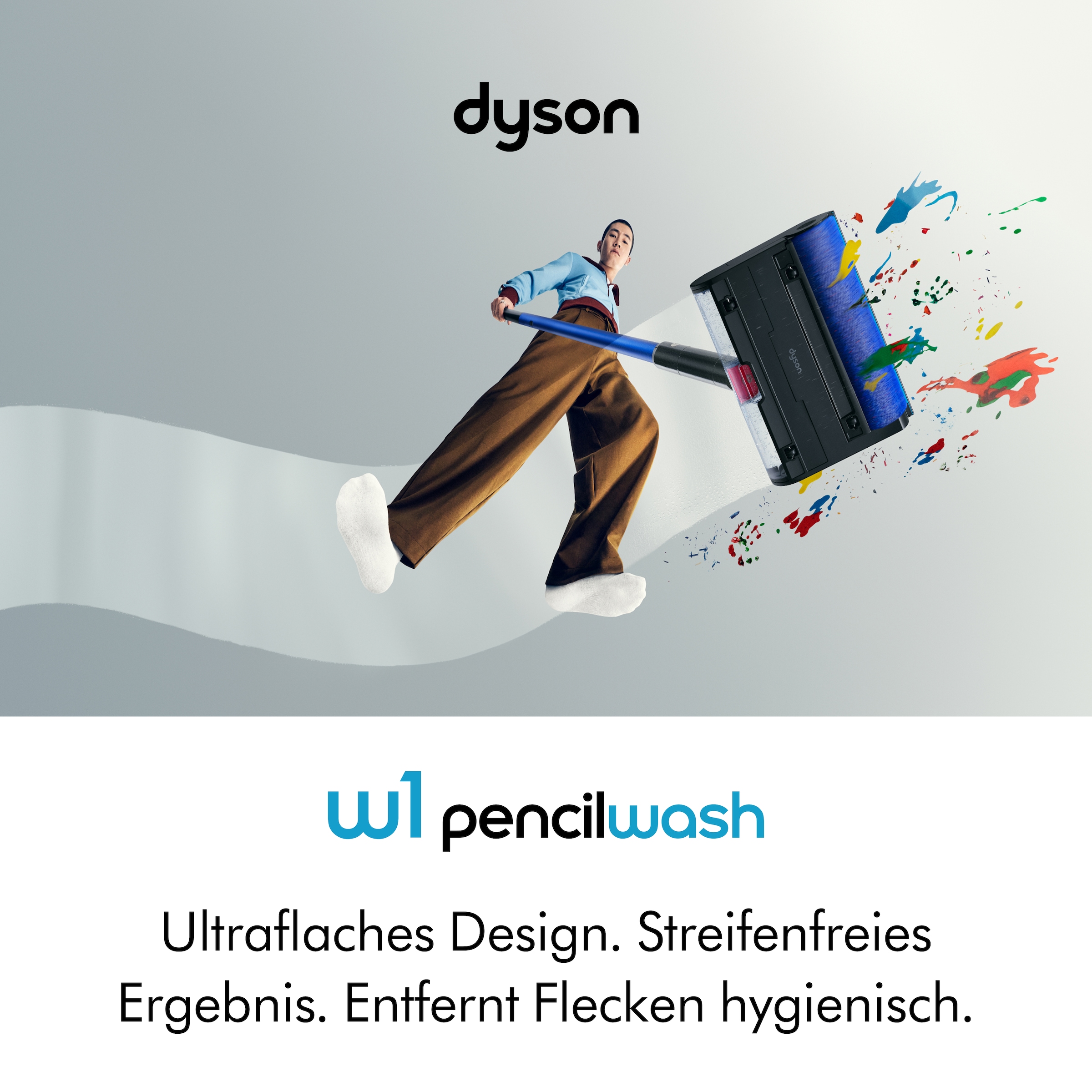 DYSON Nass-Trocken-Akkusauger »Dyson PencilWash™ Blau/Silber« Anti-Tangle Nassreinigungskopf mit MAX-Modus und 180° Design