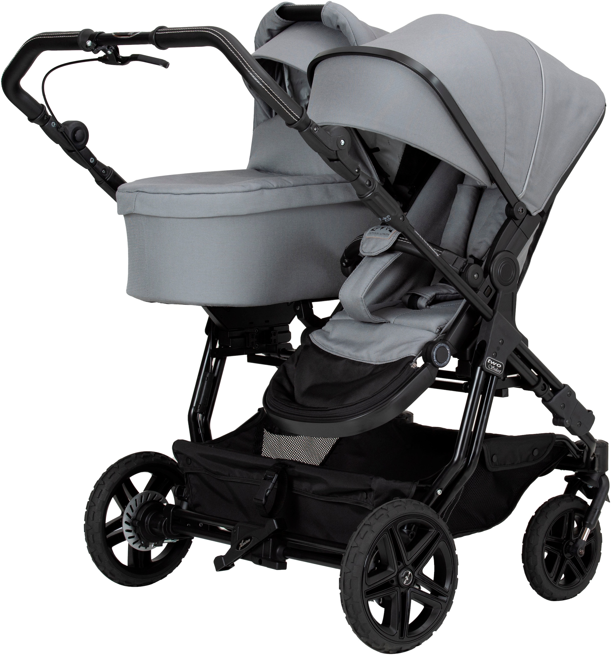 Hartan Zwillingswagen »Two Select Outdoor«, inkluisve Handbremse; Luftkammerräder; Made in Germany
