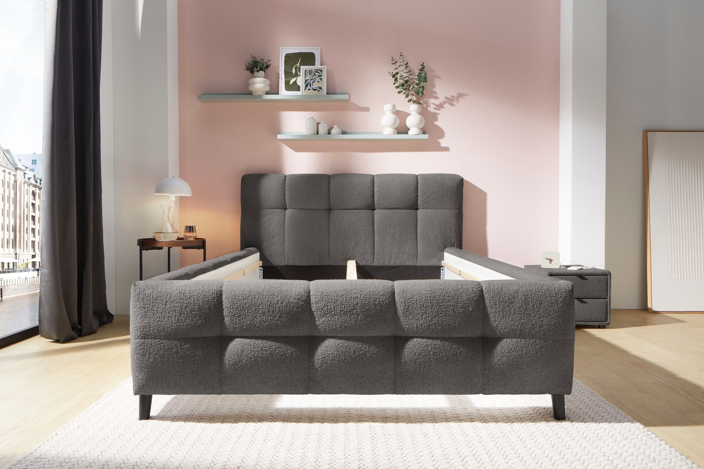 Jockenhöfer Gruppe Polsterbett »Lucy, wahlweise mit Federholzleisten und 7-Zonen-TTFK-Matratze in H3« Bubble-Optik, 2 unterschiedliche Einlegetiefen möglich