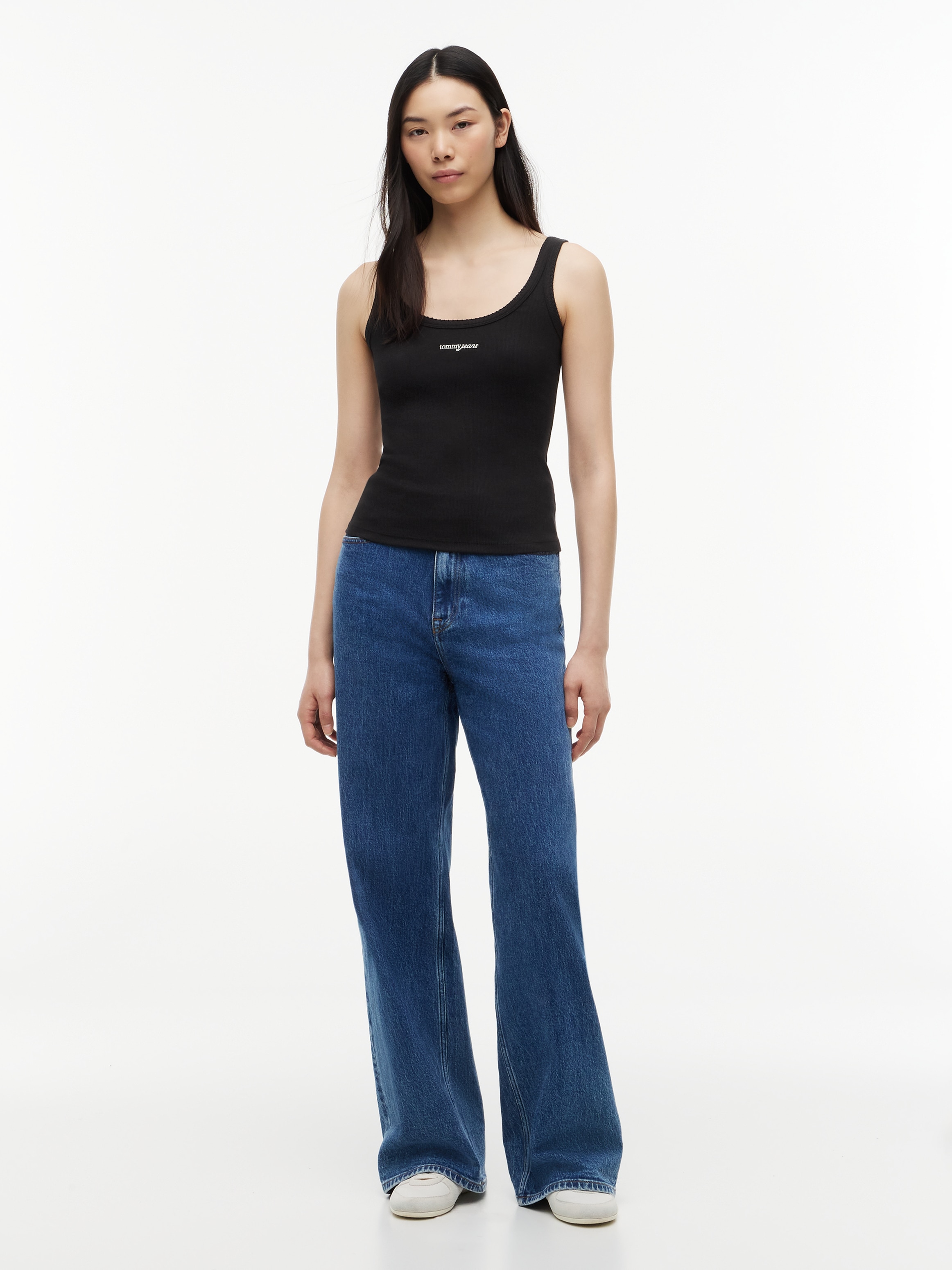 Tommy Jeans Trägertop »TJW SLIM SCRIPT RIB TANK« Baumwollmischung, slim fit, in gerippter Struktur, Logoschriftzug