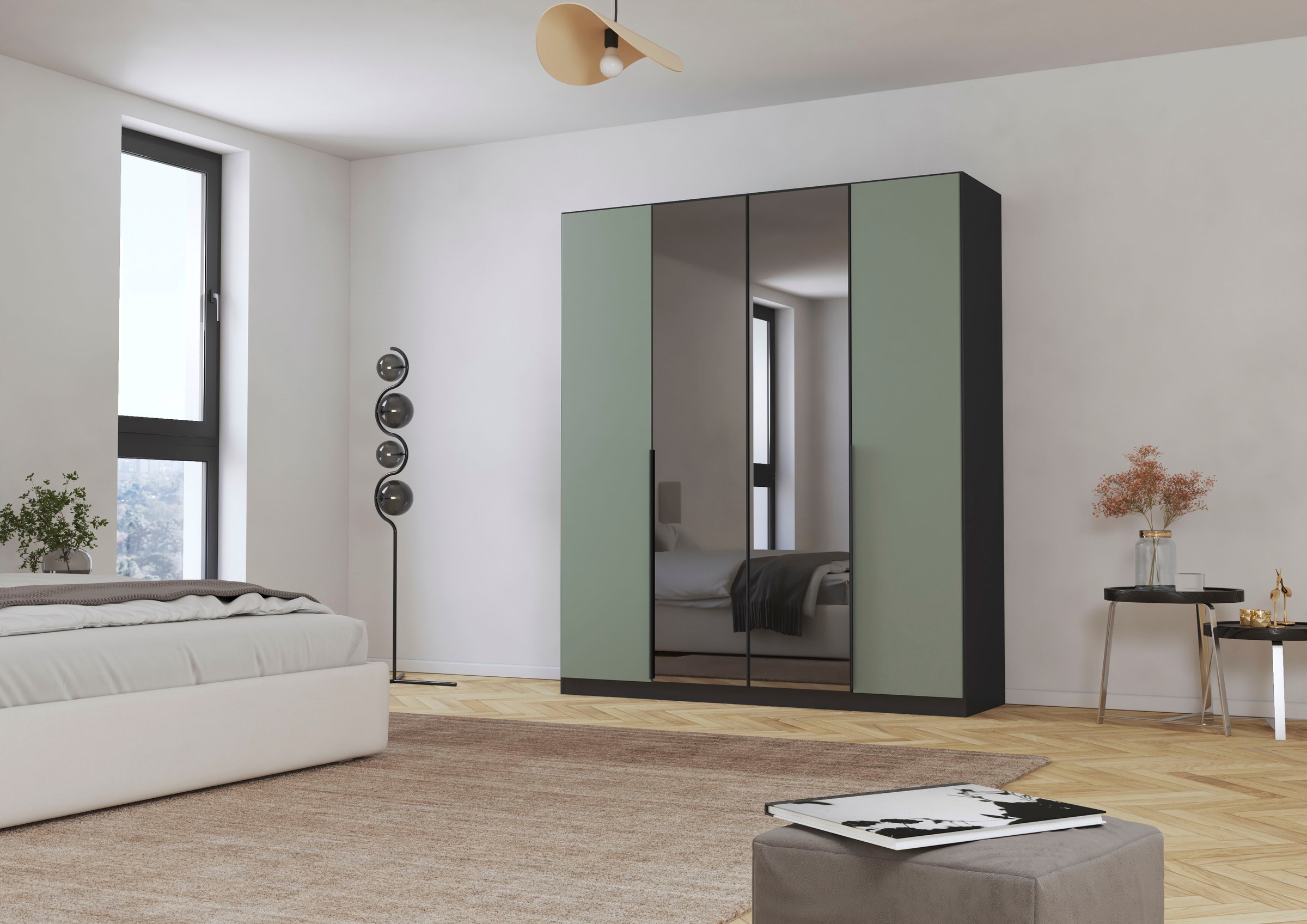 INOSIGN BY RAUCH Drehtürenschrank »Ferris Schrank Breite 2,10m BESTSELLER Schlafzimmerschrank«, Kleiderschrank mit Spiegel in den Ausführungen BASIC/CLASSIC/PREMIUM