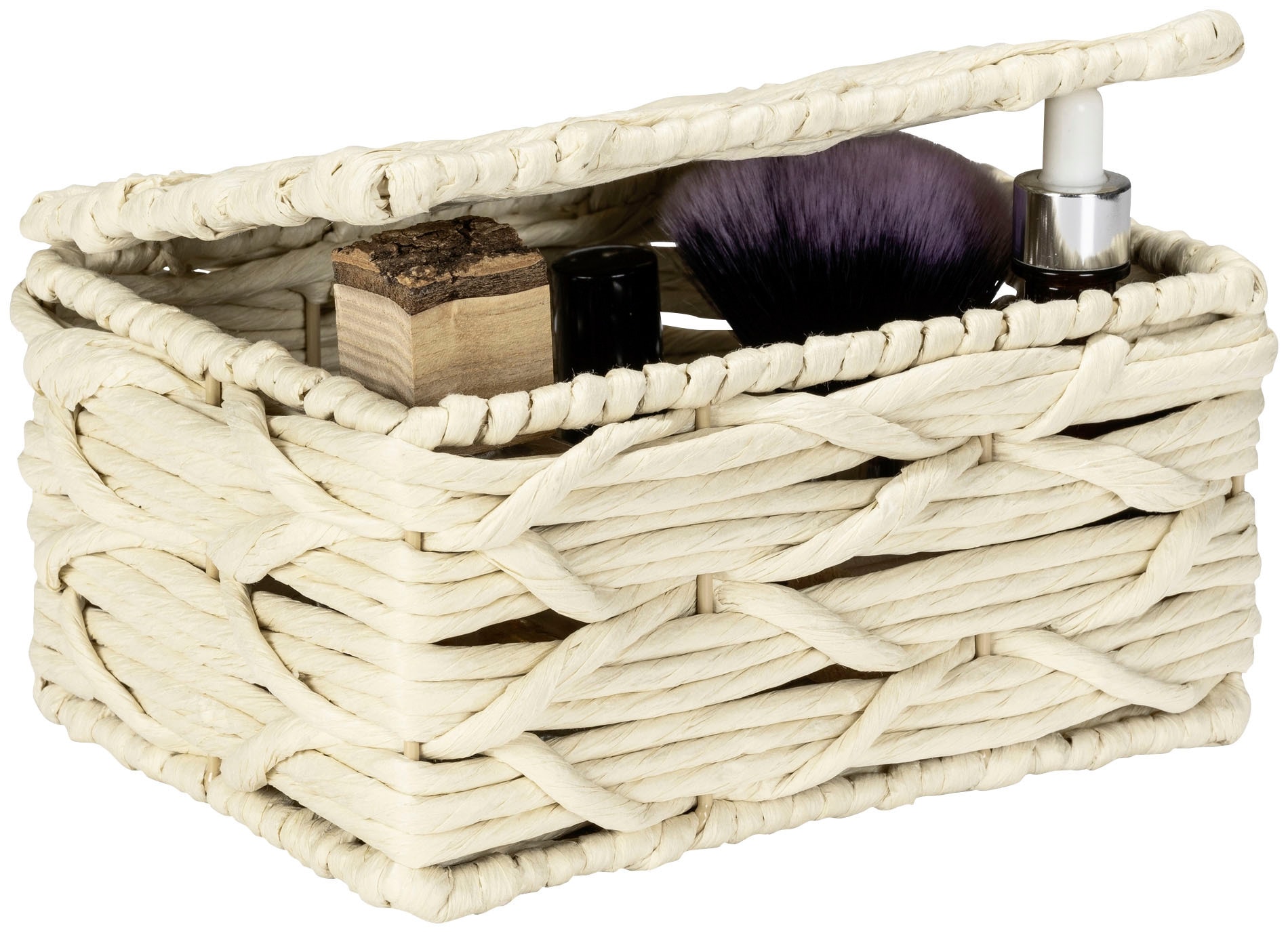 WENKO Badorganizer »Vabriano«, mit Deckel, aus hochwertigem Papier-Geflecht