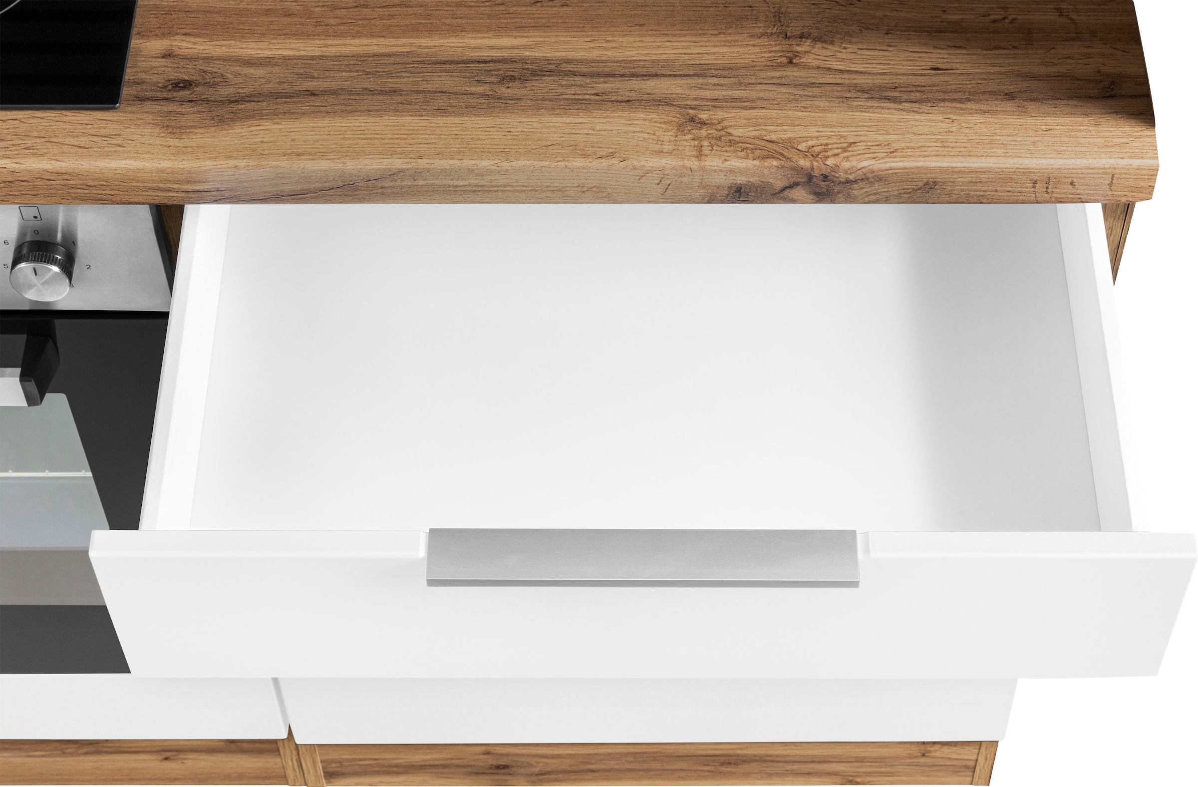 KOCHSTATION Küchenzeile »KS-Luhe« 240 cm breit, wahlweise mit oder ohne E-Geräten, gefräste MDF-Fronten