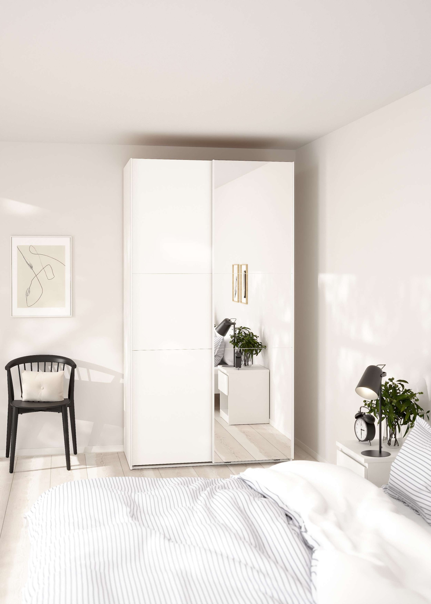 Home affaire Schwebetürenschrank »Como, Kleiderschrank, Schlafzimmerschrank« 1 Schwebetür, 1 Spiegelschiebetür, Kleiderstange, Einlegeboden