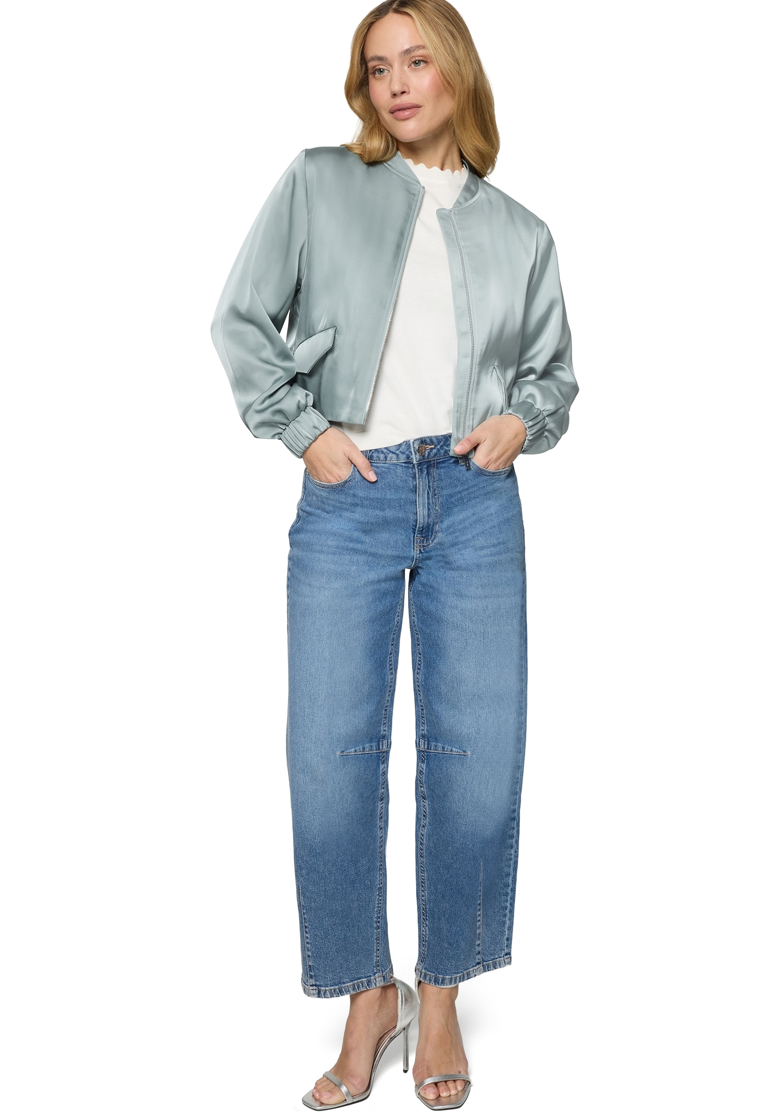 Zero Jackenblazer »Satin-Jacke mit Reißverschluss«