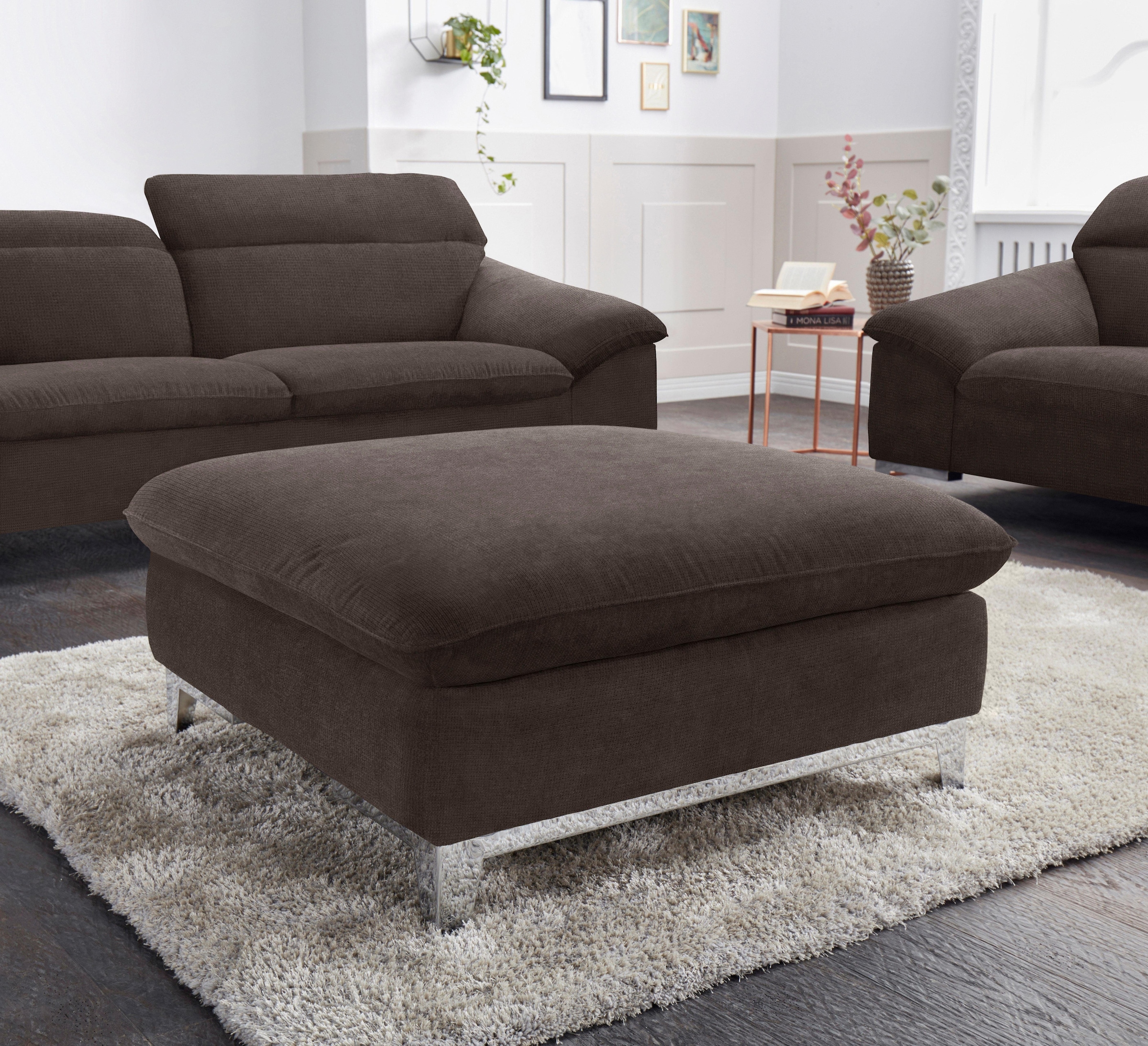 COTTA Polstergarnitur »Teresa L-Form«, (Set), Set bestehend aus: Ecksofa mit Kopfteilverstellung & Hocker
